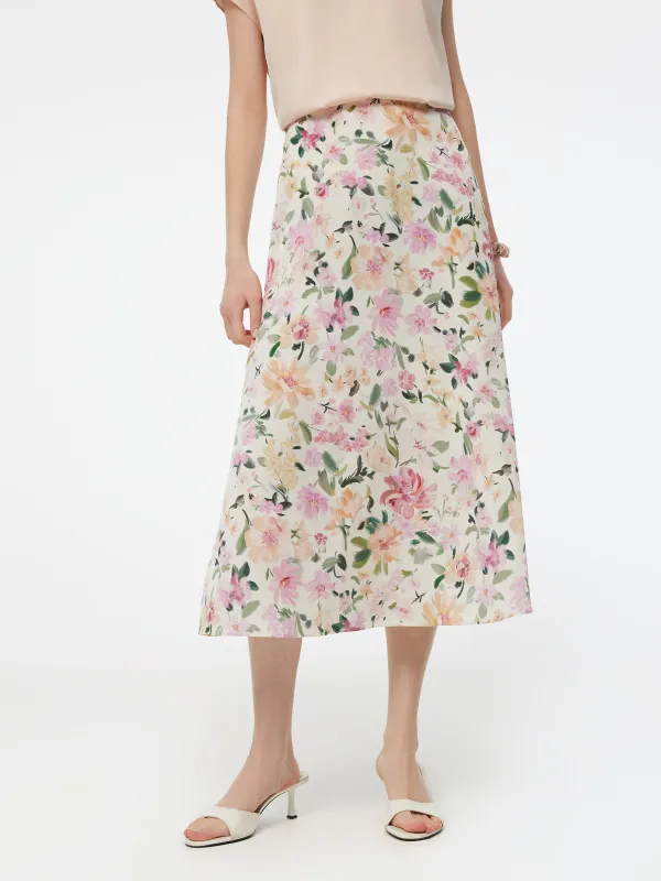 19MM Mulberry Silk Floral Print Women Skirt sold by Goelia