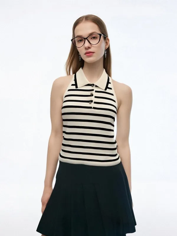 Tencel Blend Stripe Women Knit Tank Top sold by Goelia