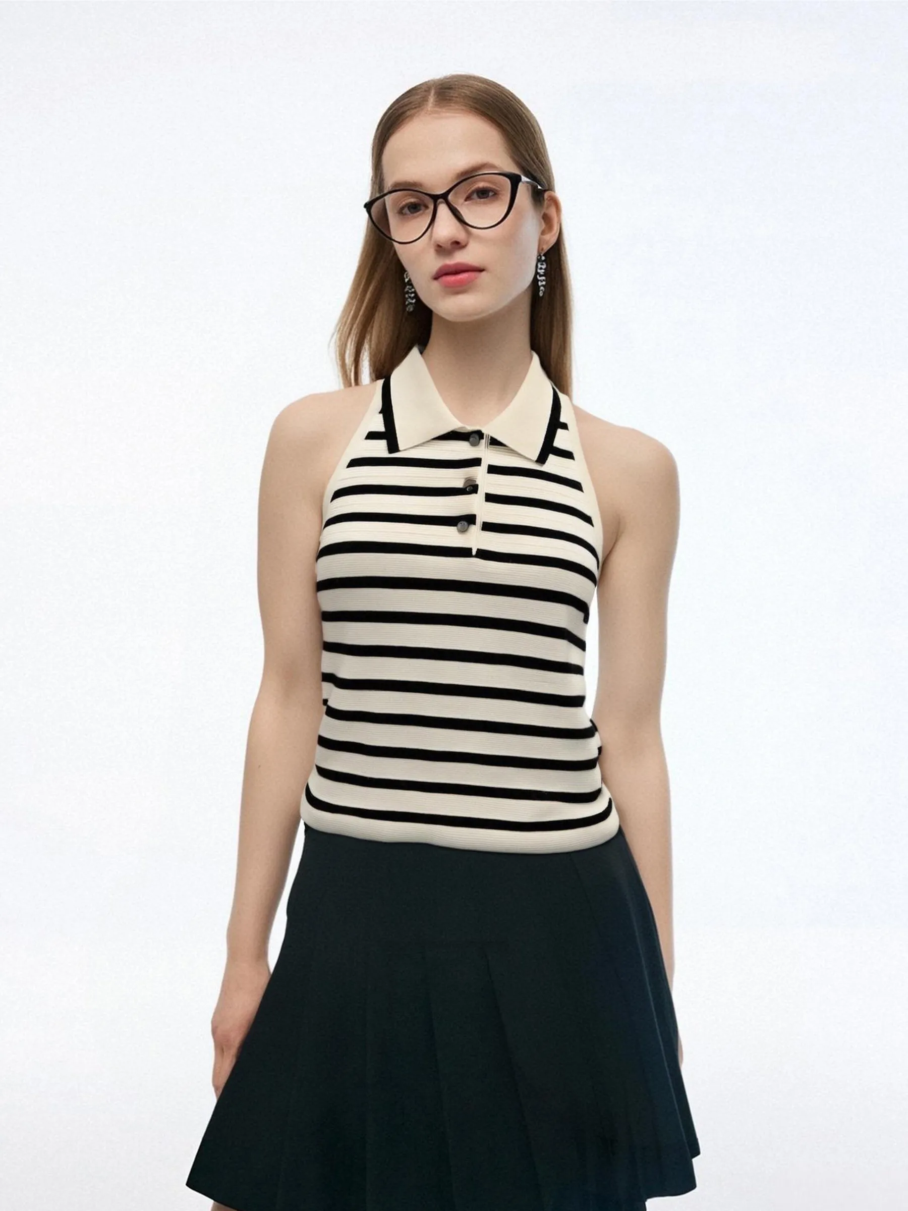 Tencel Blend Stripe Women Knit Tank Top sold by Goelia