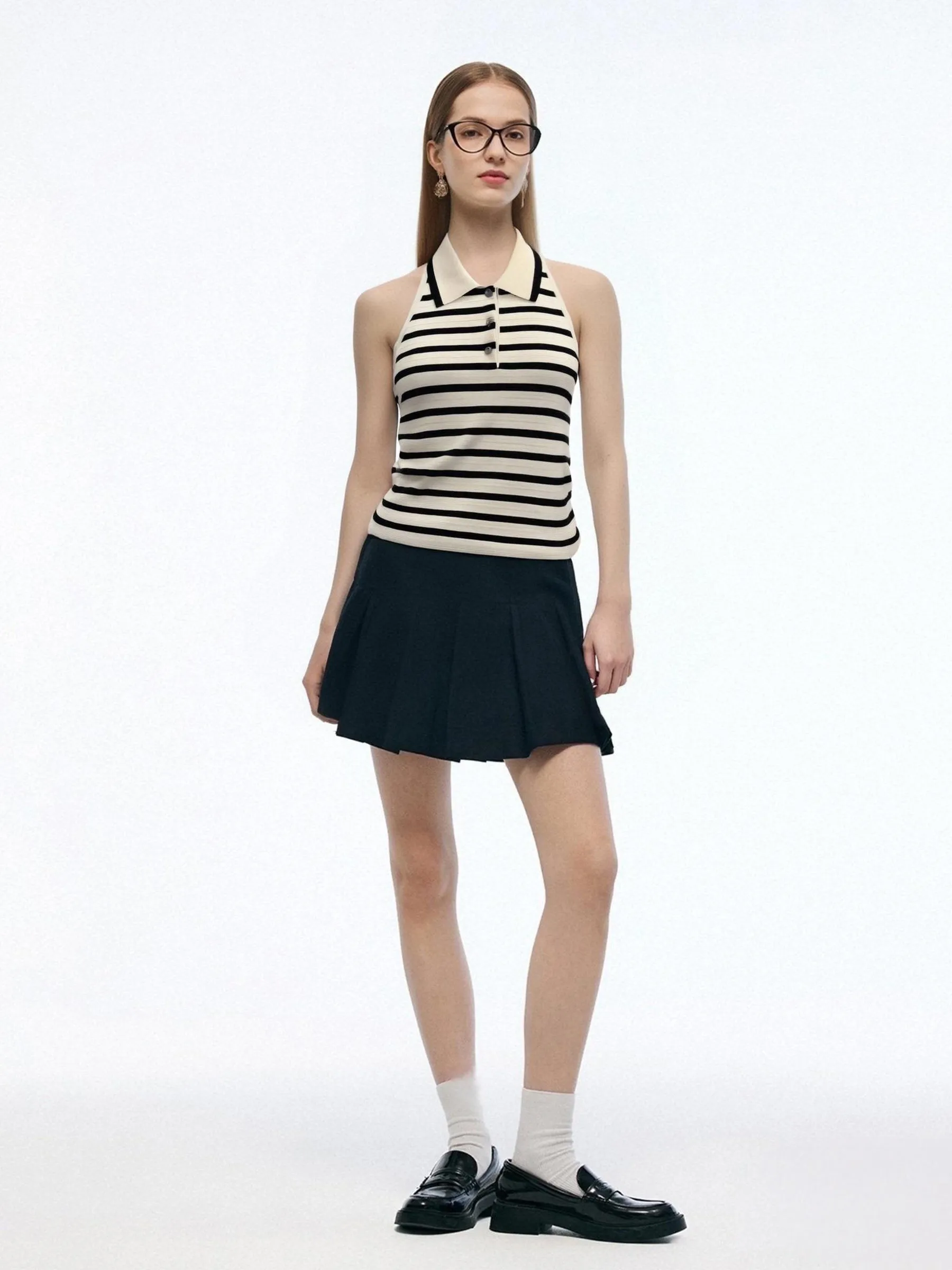 Tencel Blend Stripe Women Knit Tank Top sold by Goelia product image thumbnail 2