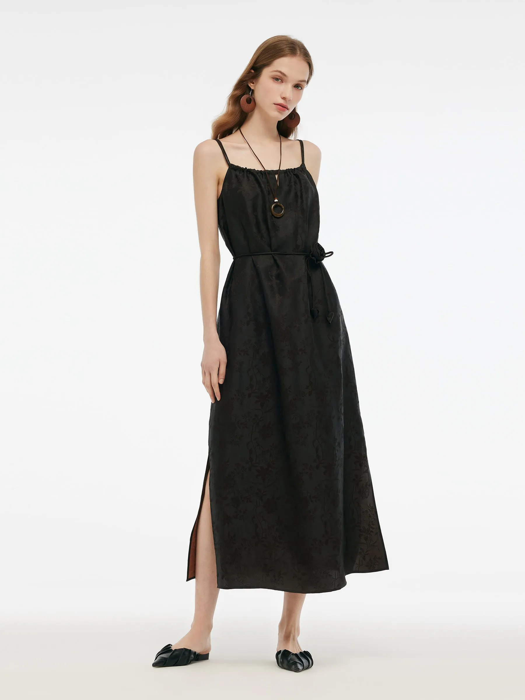 25MM Xiang Yun Silk Jacquard Adjustable Straps Women Maxi Dress sold by Goelia