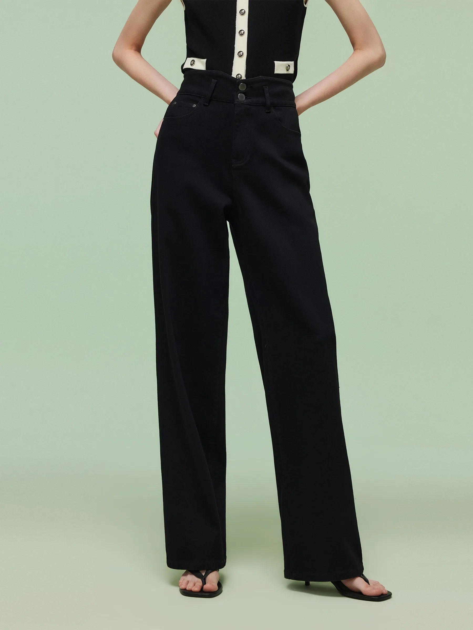 Denim High-Waisted Women Column Jeans sold by Goelia