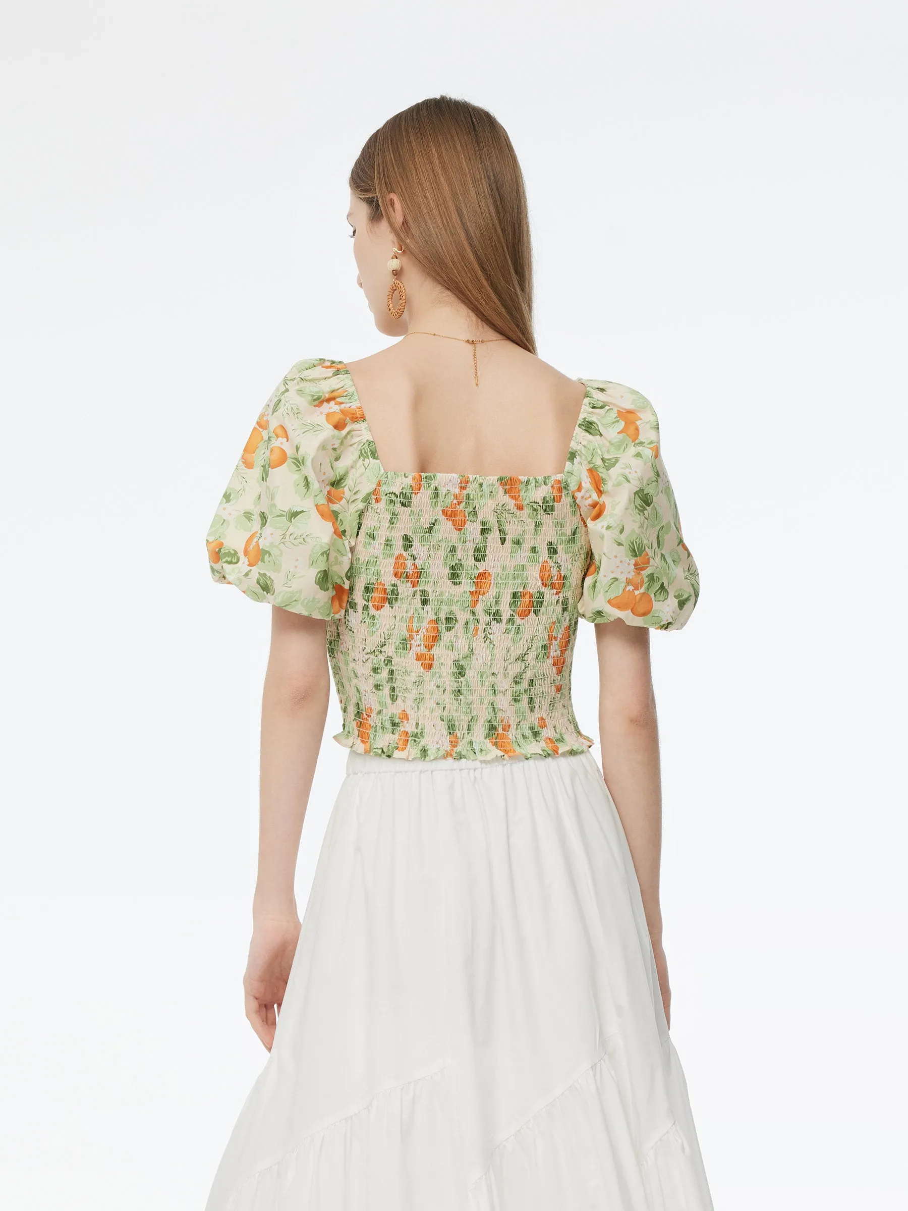 Cotton Floral Print Women Smocked Top sold by Goelia product image thumbnail 5