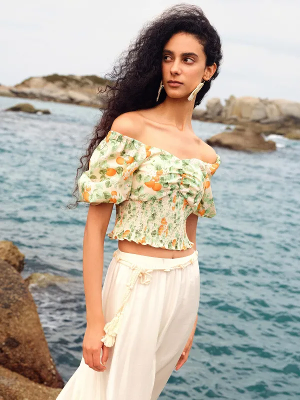 Cotton Floral Print Women Smocked Top made by Goelia