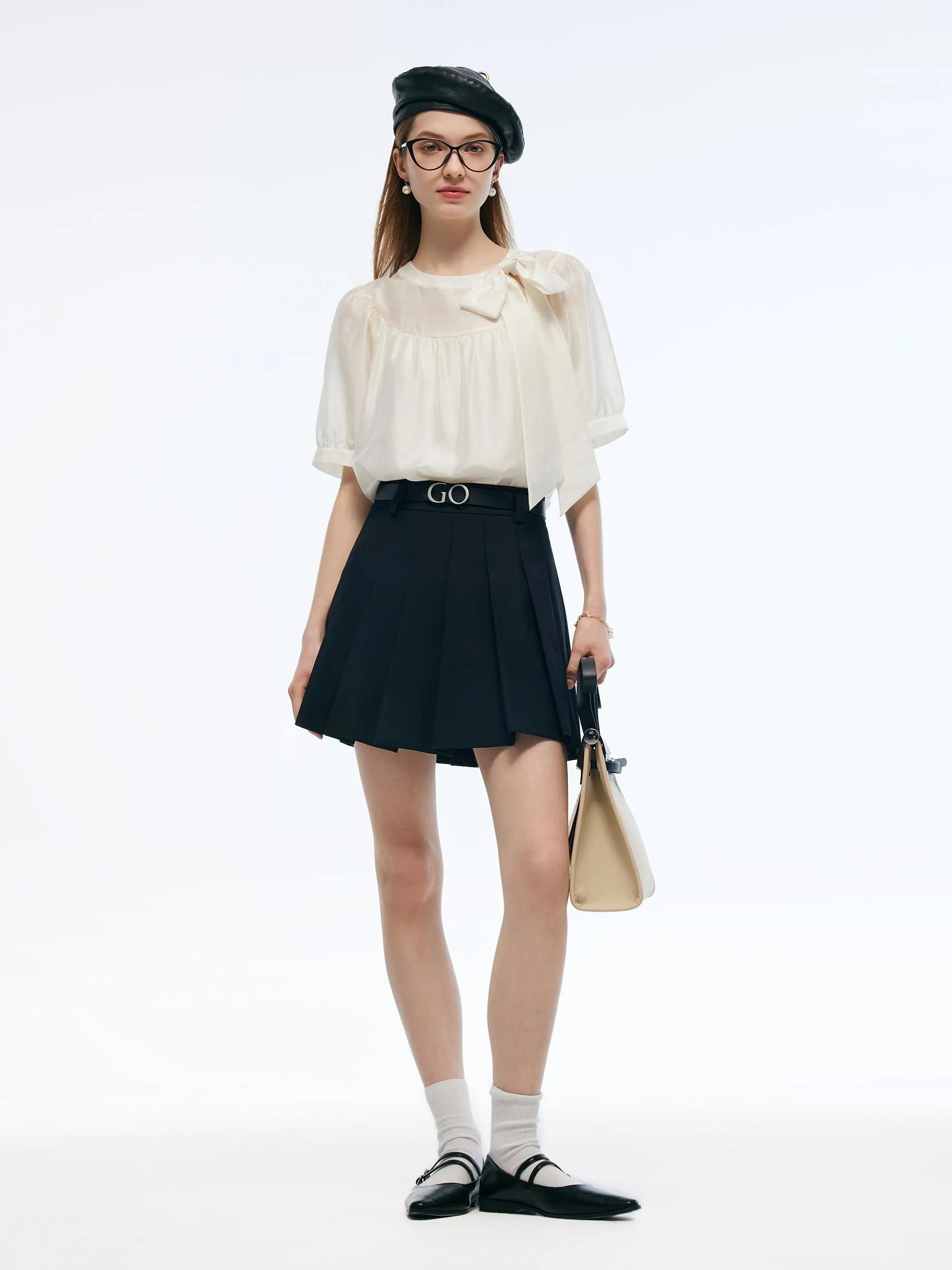 Tencel Blend Women Puff-sleeved Blouse sold by Goelia product image thumbnail 2