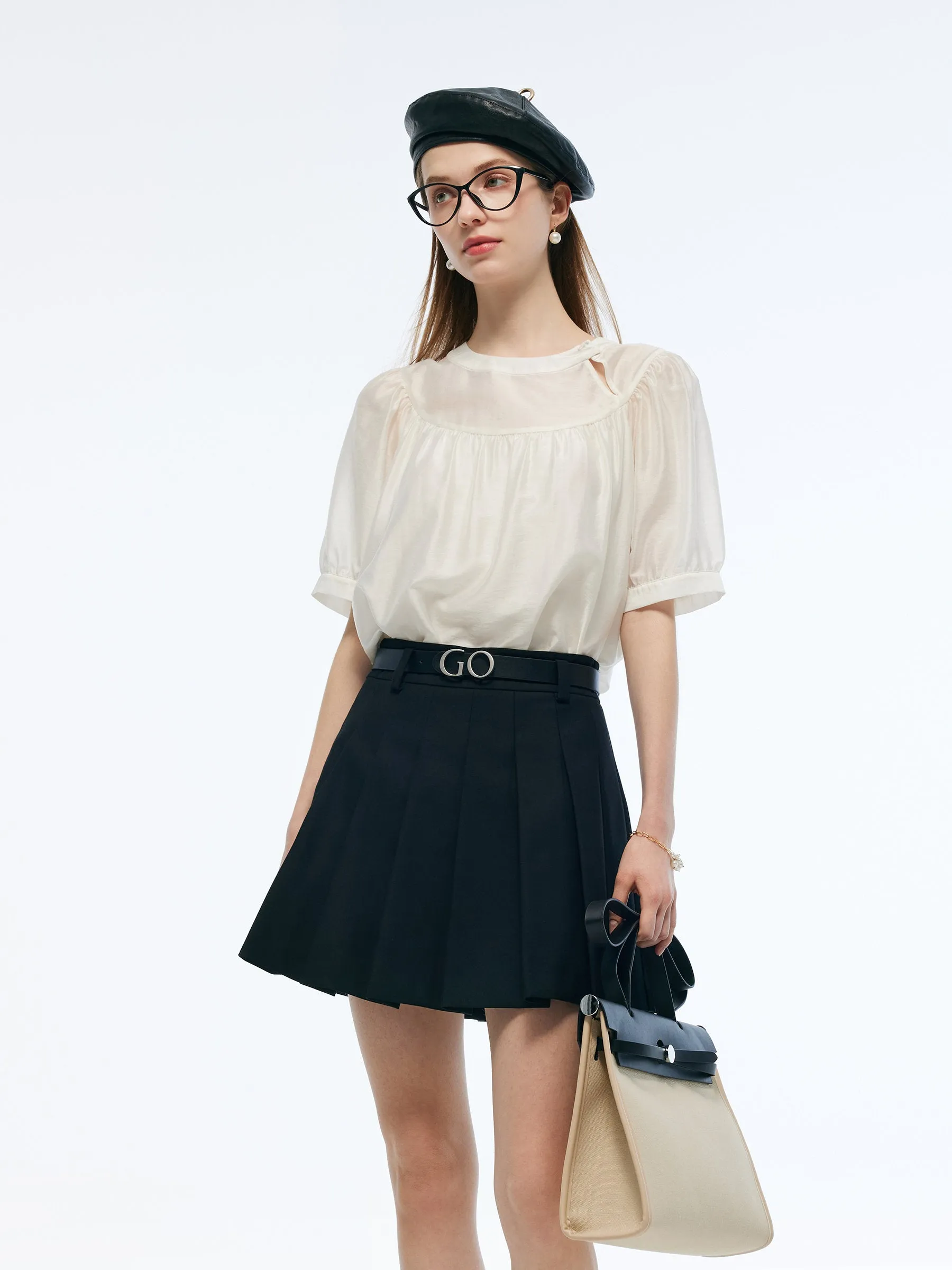 Tencel Blend Women Puff-sleeved Blouse sold by Goelia product image thumbnail 5