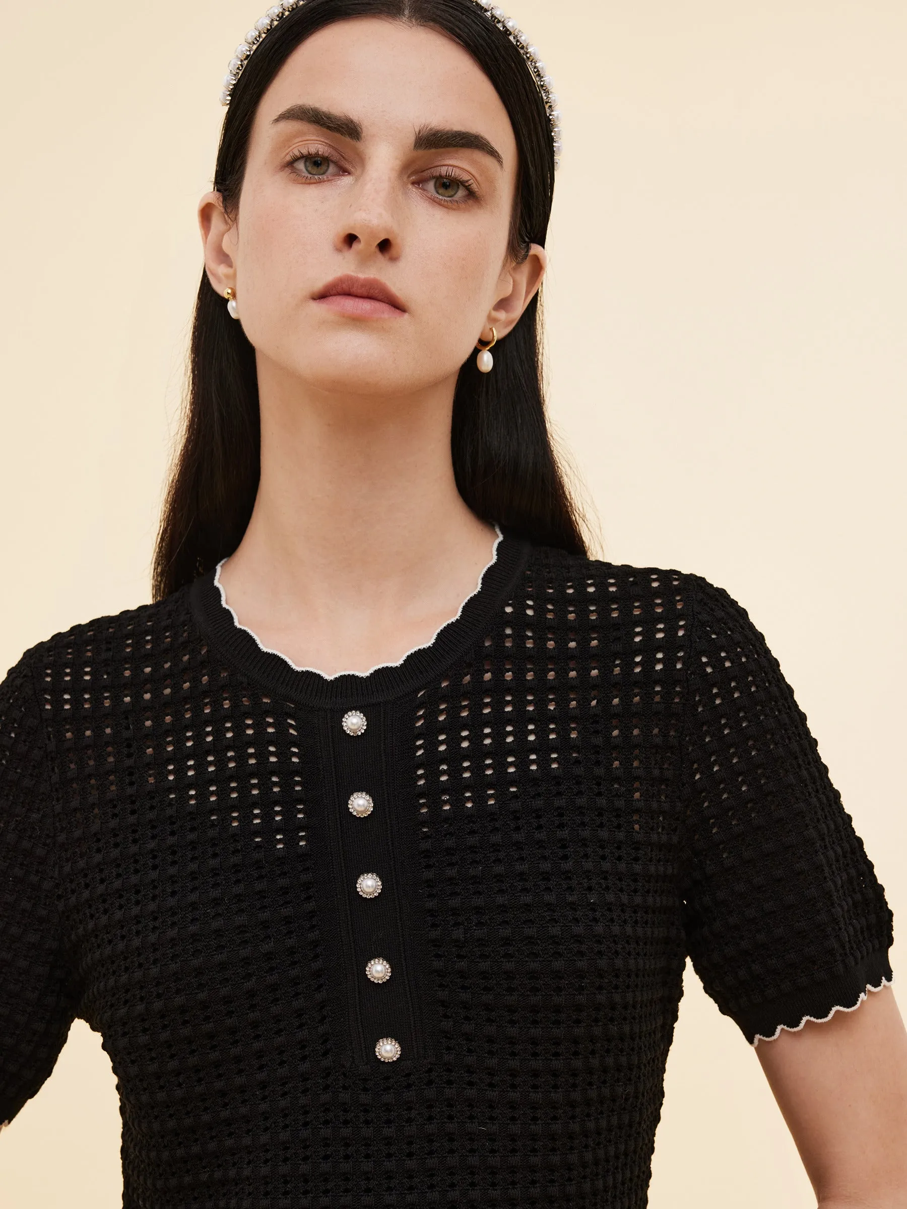 Lyocell Blend Openwork Women Knit Midi Dress With Slip Dress sold by Goelia product image thumbnail 4