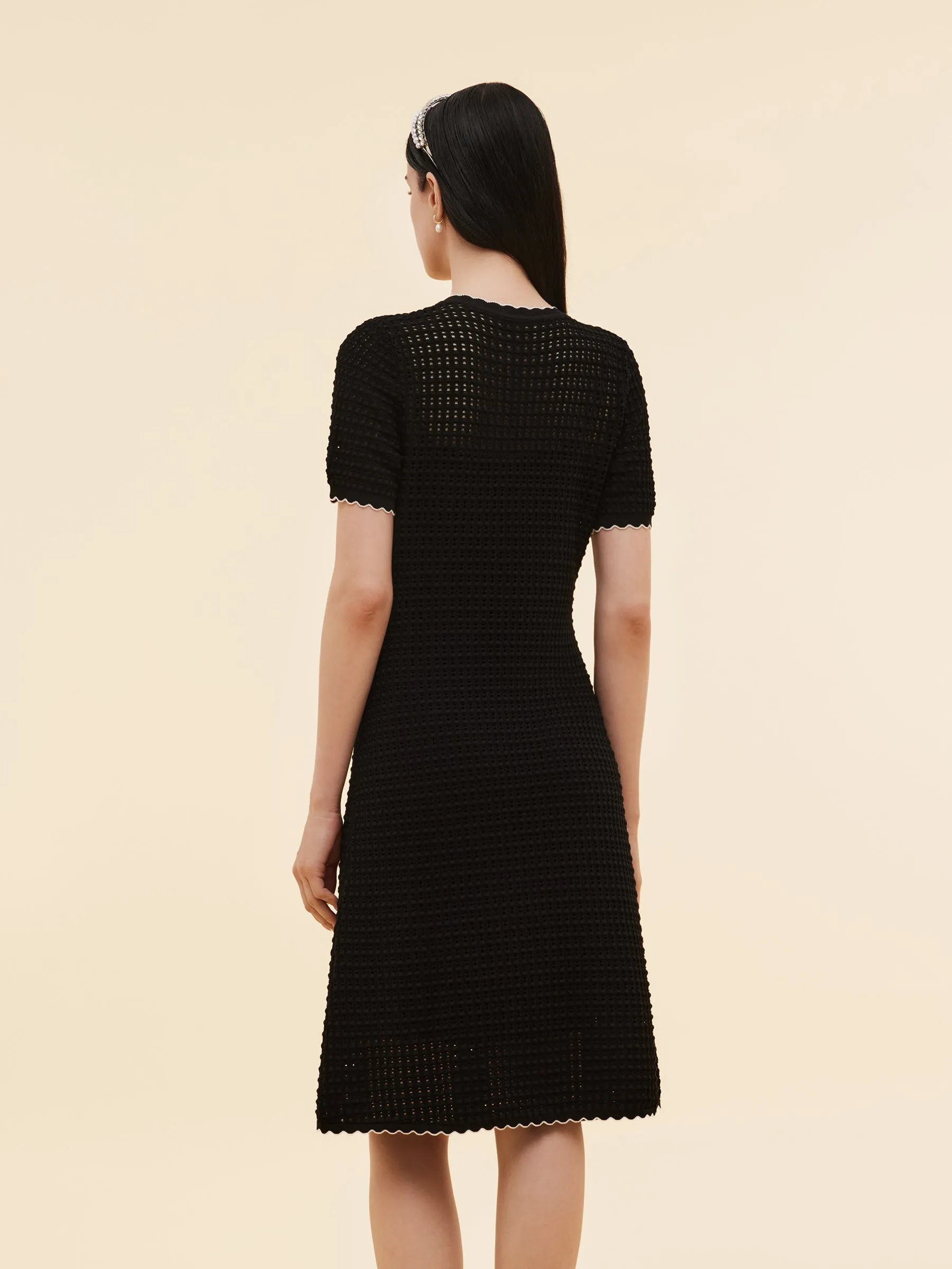 Lyocell Blend Openwork Women Knit Midi Dress With Slip Dress sold by Goelia product image thumbnail 3