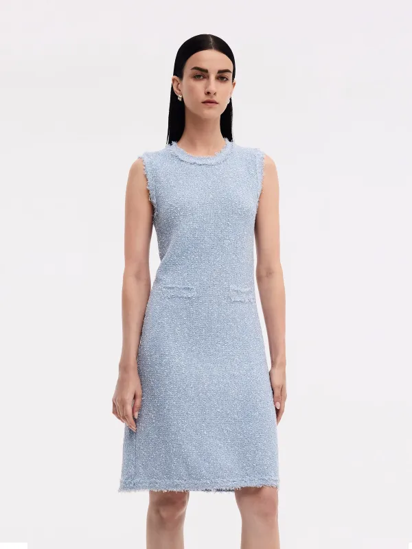 Frayed Edge Sleeveless Women Knit Mini Dress sold by Goelia