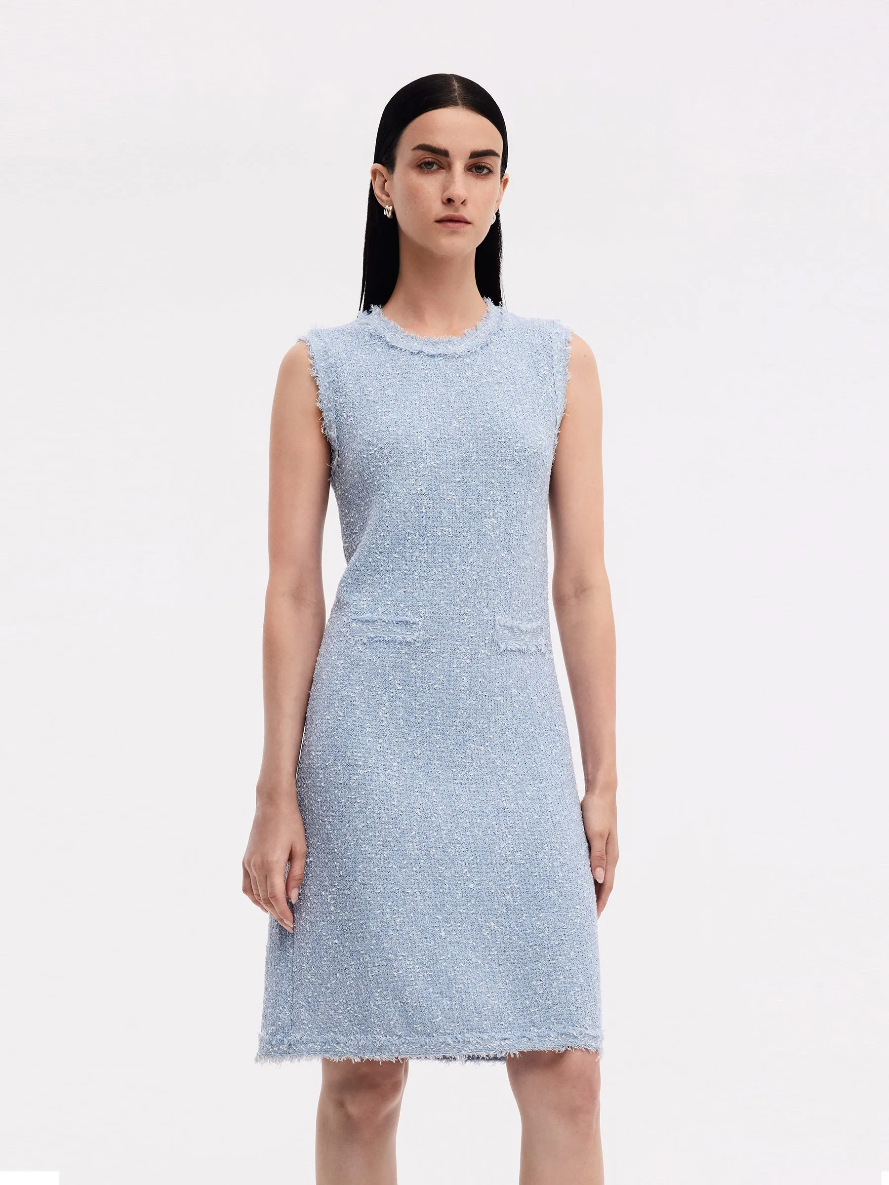 Frayed Edge Sleeveless Women Knit Mini Dress sold by Goelia