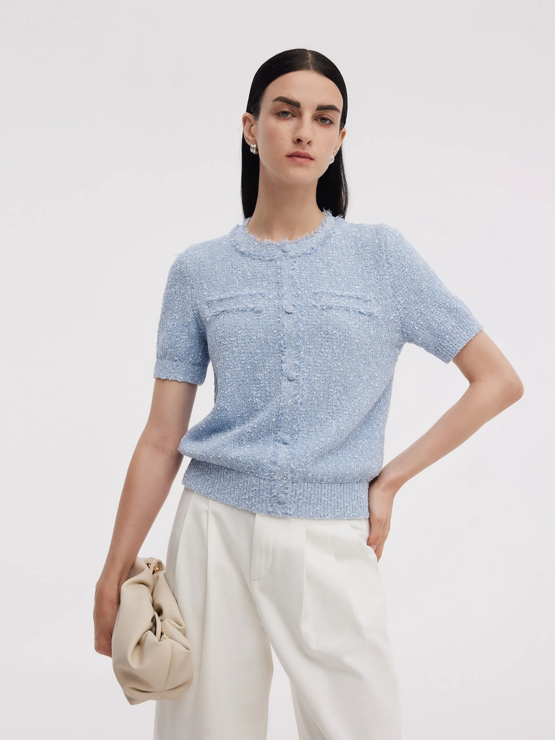 Frayed Edge Women Knit Top sold by Goelia