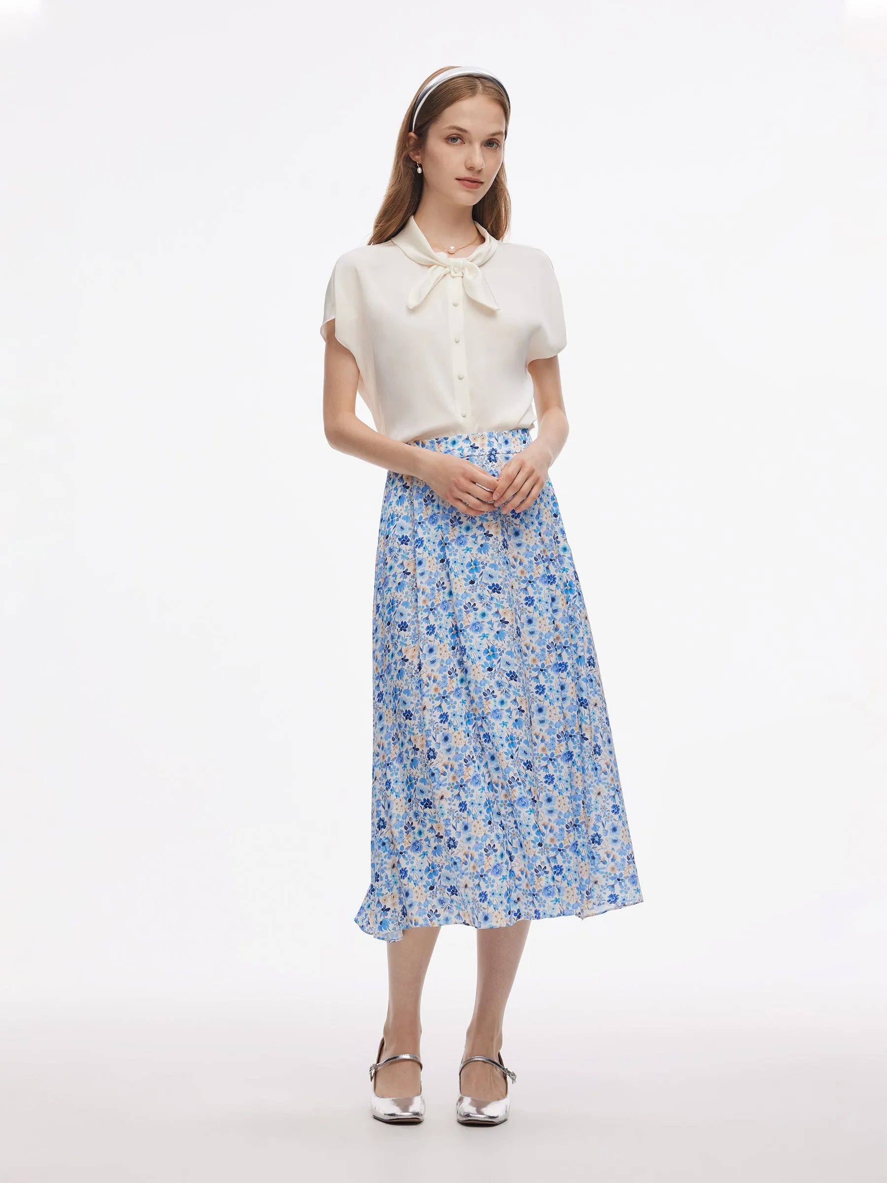 19MM Mulberry Silk Floral Print Skirt sold by Goelia product image thumbnail 2