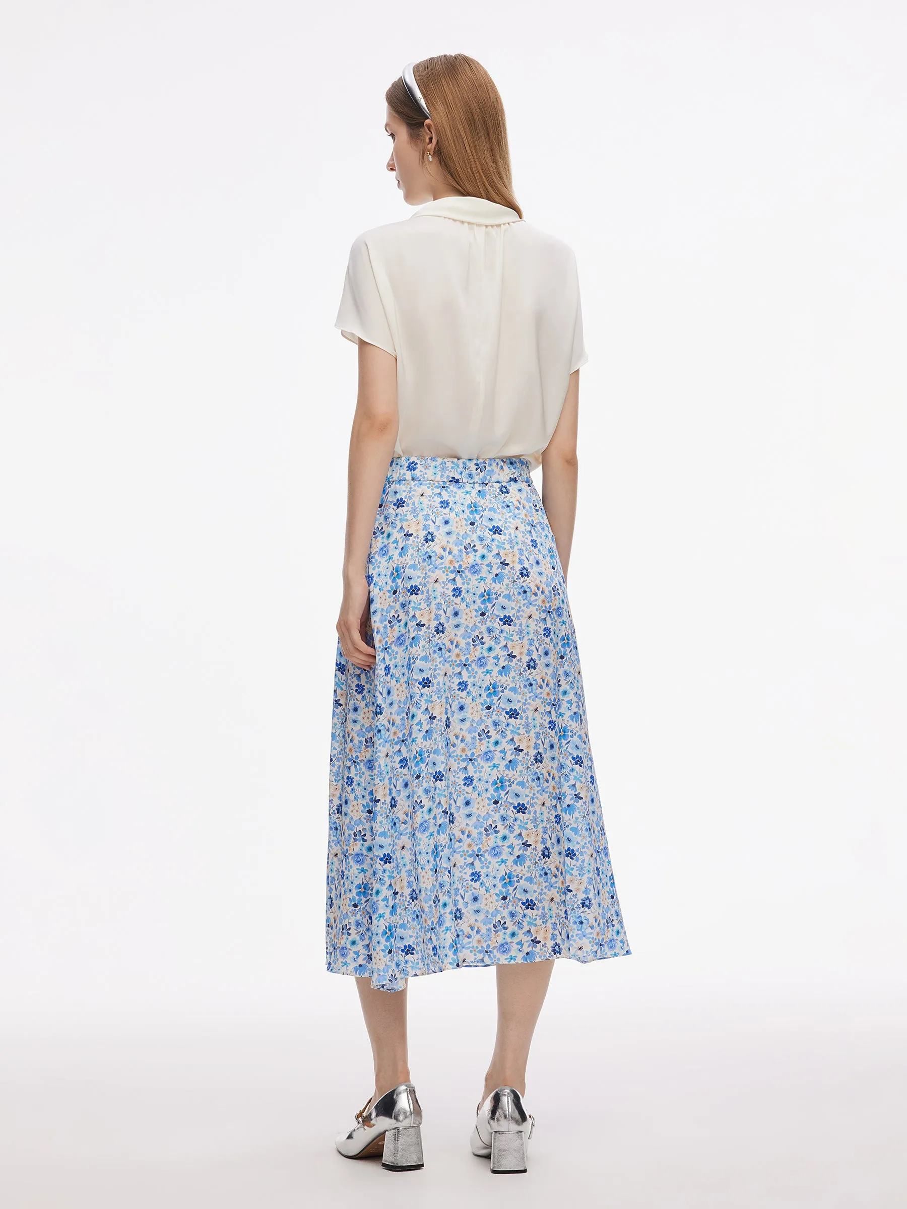 19MM Mulberry Silk Floral Print Skirt sold by Goelia product image thumbnail 3