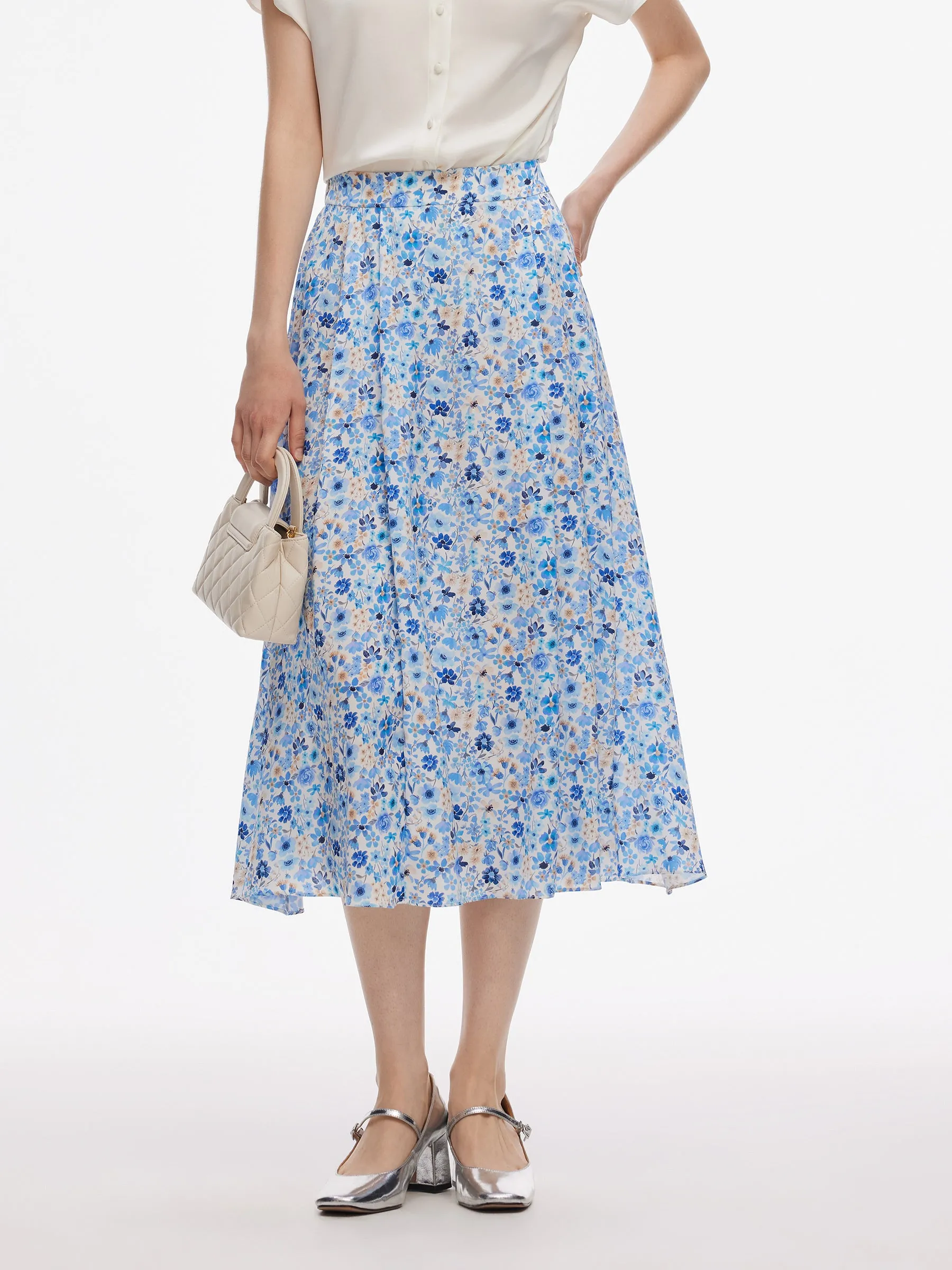 19MM Mulberry Silk Floral Print Skirt sold by Goelia