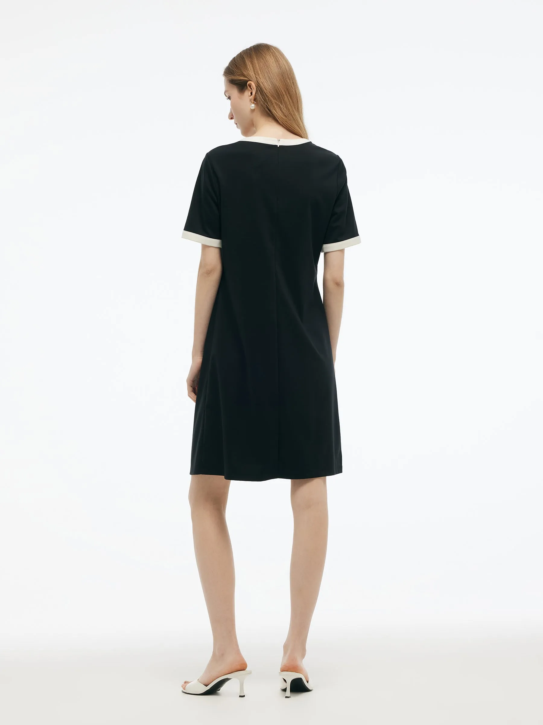 Tencel Blend Contrast Trim Women Knit Mini Dress sold by Goelia product image thumbnail 3