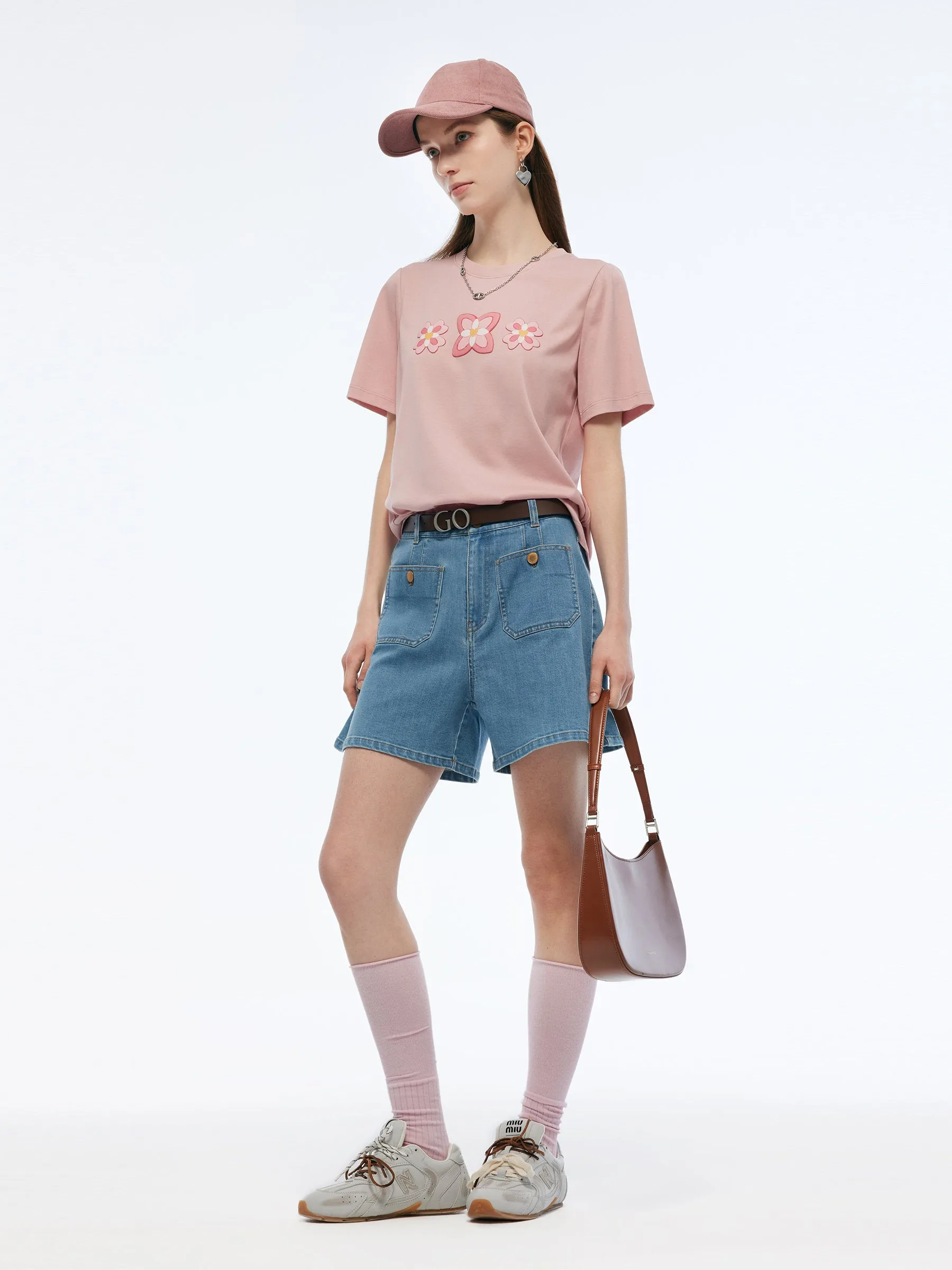 Floral Print Round Neck Women T-Shirt sold by Goelia product image thumbnail 2