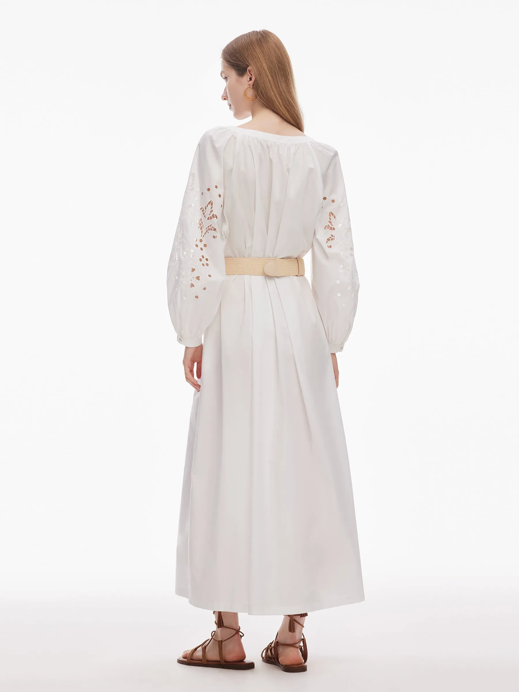 100% Cotton Embroidered Women Long Sleeve Maxi Dress sold by Goelia product image thumbnail 3