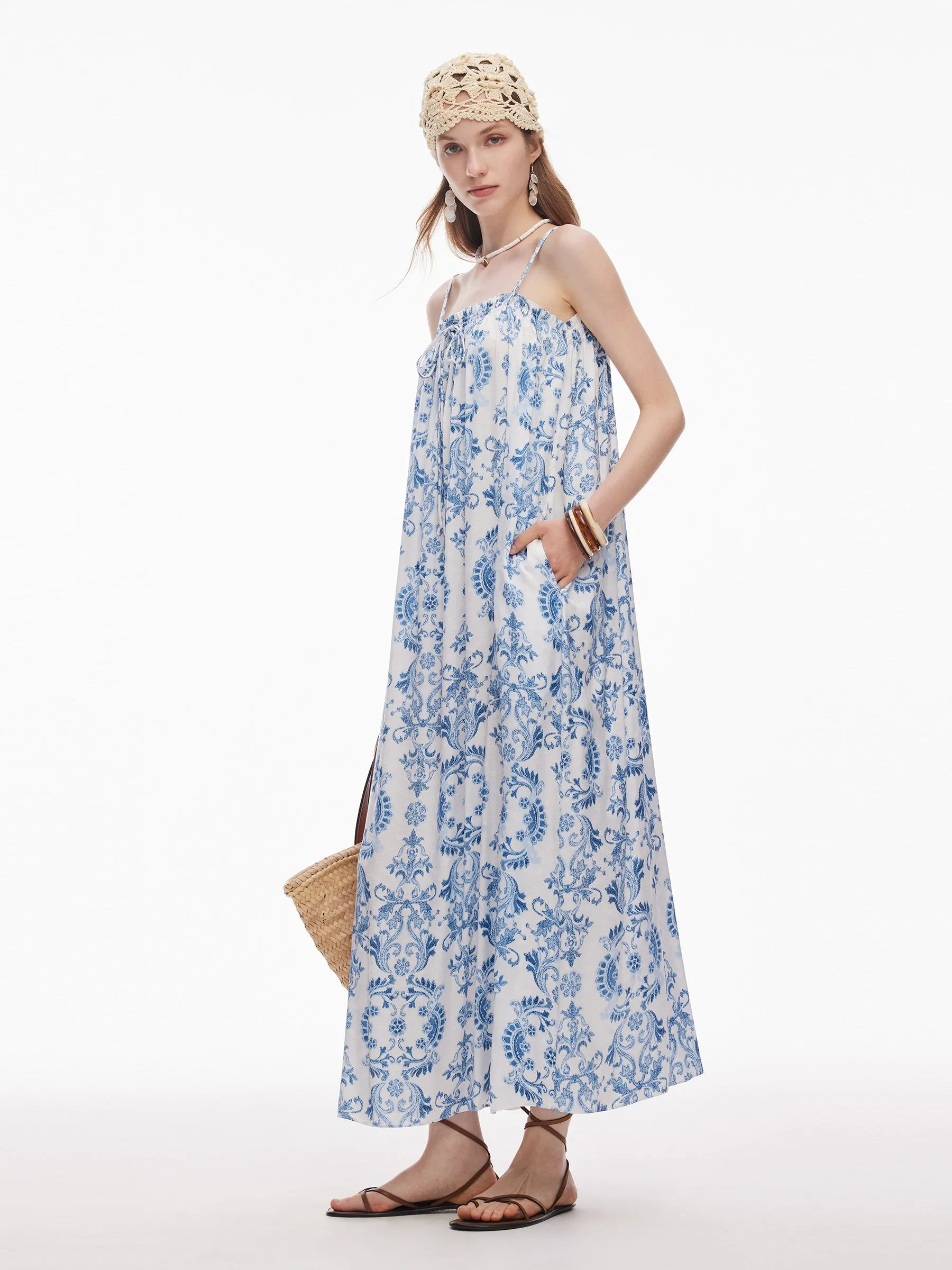 Floral Print Women Adjustable Strap Maxi Dress sold by Goelia product image thumbnail 4