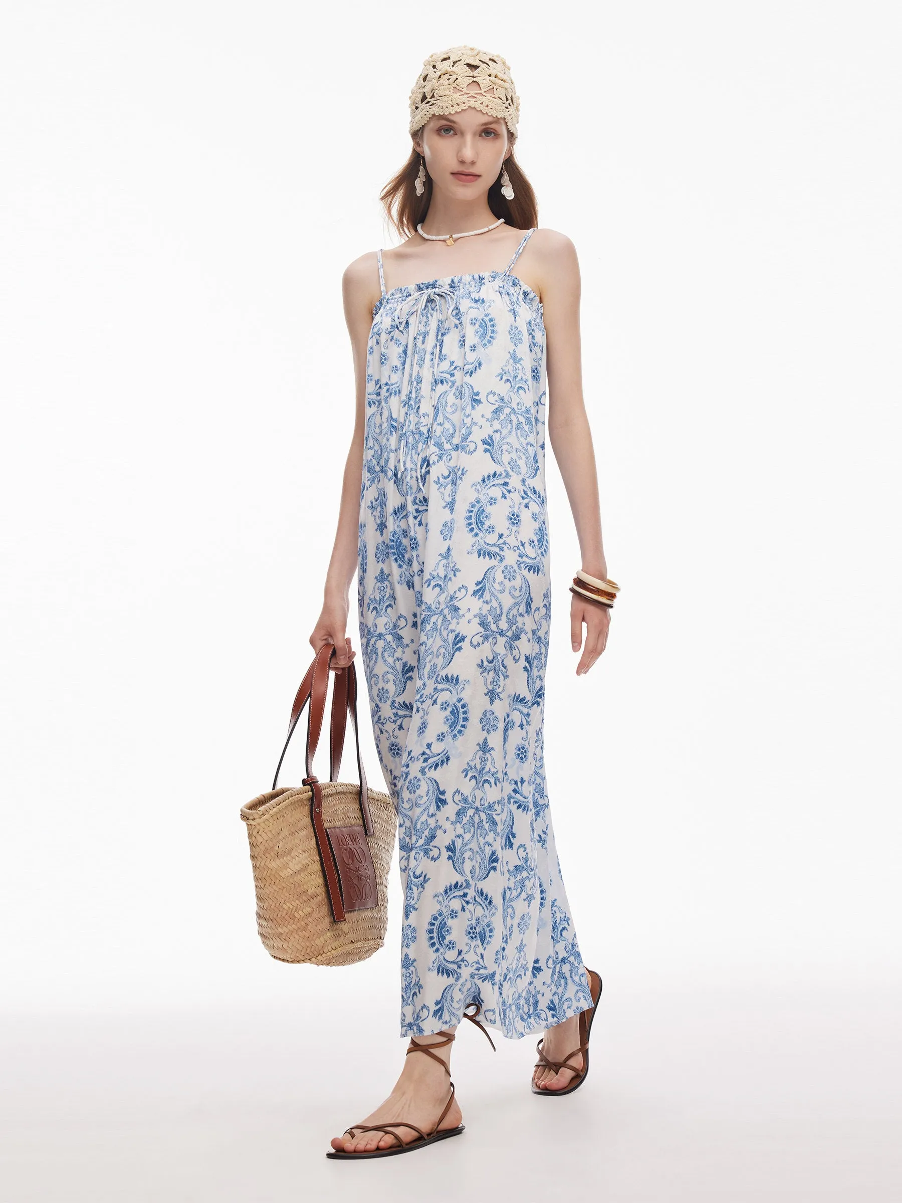 Floral Print Women Adjustable Strap Maxi Dress sold by Goelia product image thumbnail 2