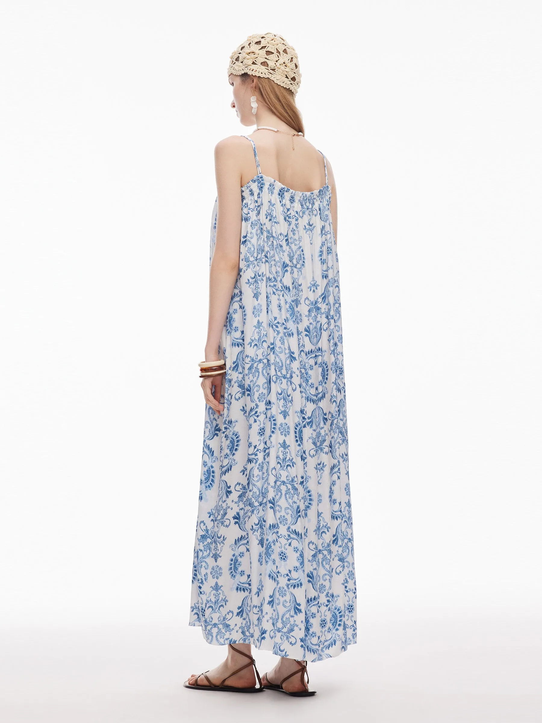 Floral Print Women Adjustable Strap Maxi Dress sold by Goelia product image thumbnail 3