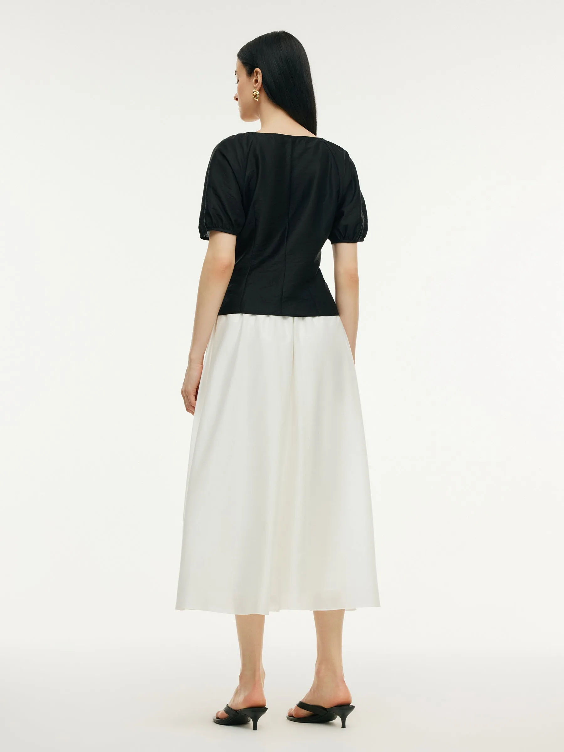 Tencel Blend Twist Front Top And A-Line Skirt Two-Piece Set sold by Goelia product image thumbnail 3