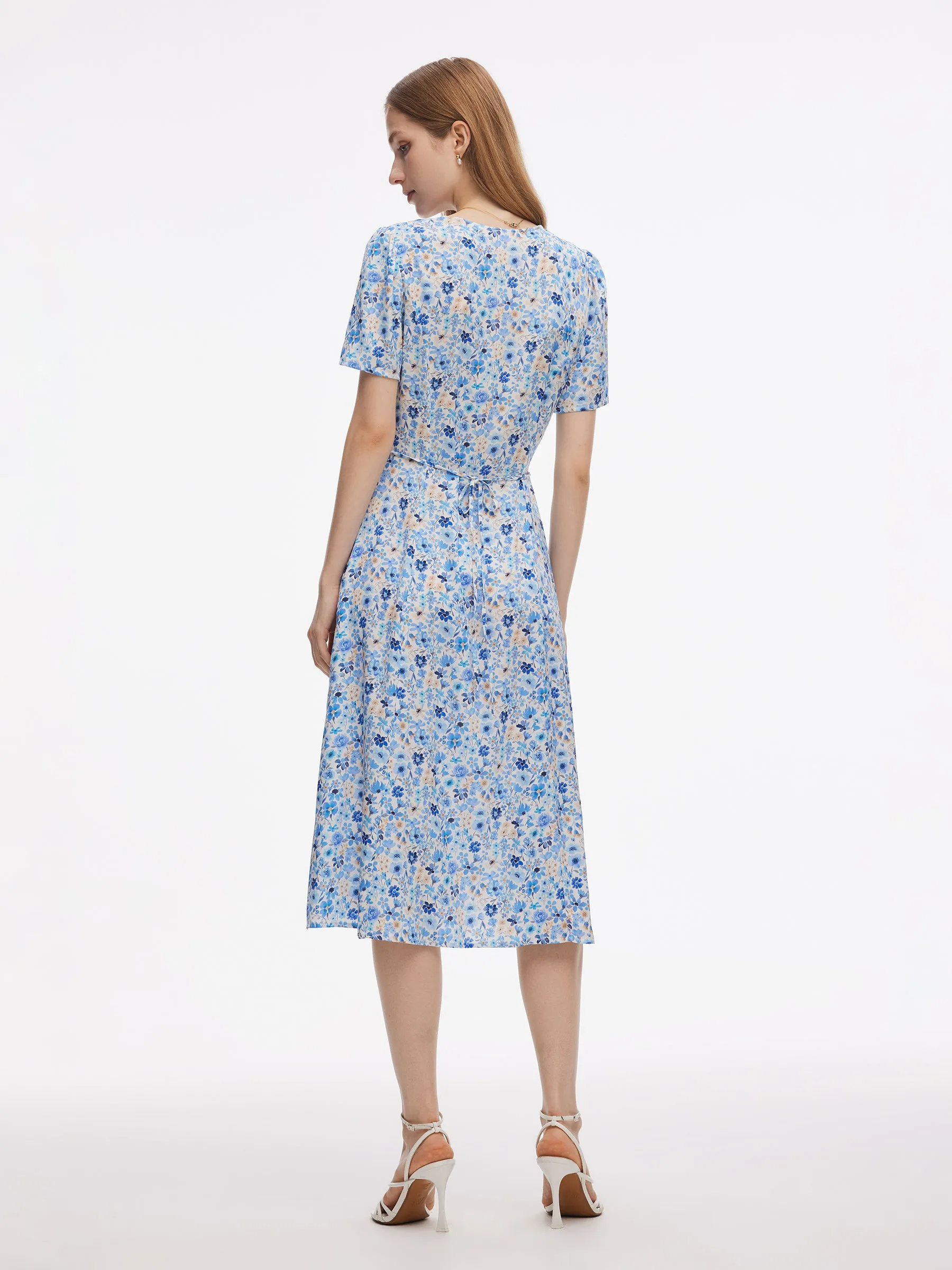 19MM Mulberry Silk Floral Print Women Midi Dress sold by Goelia product image thumbnail 5