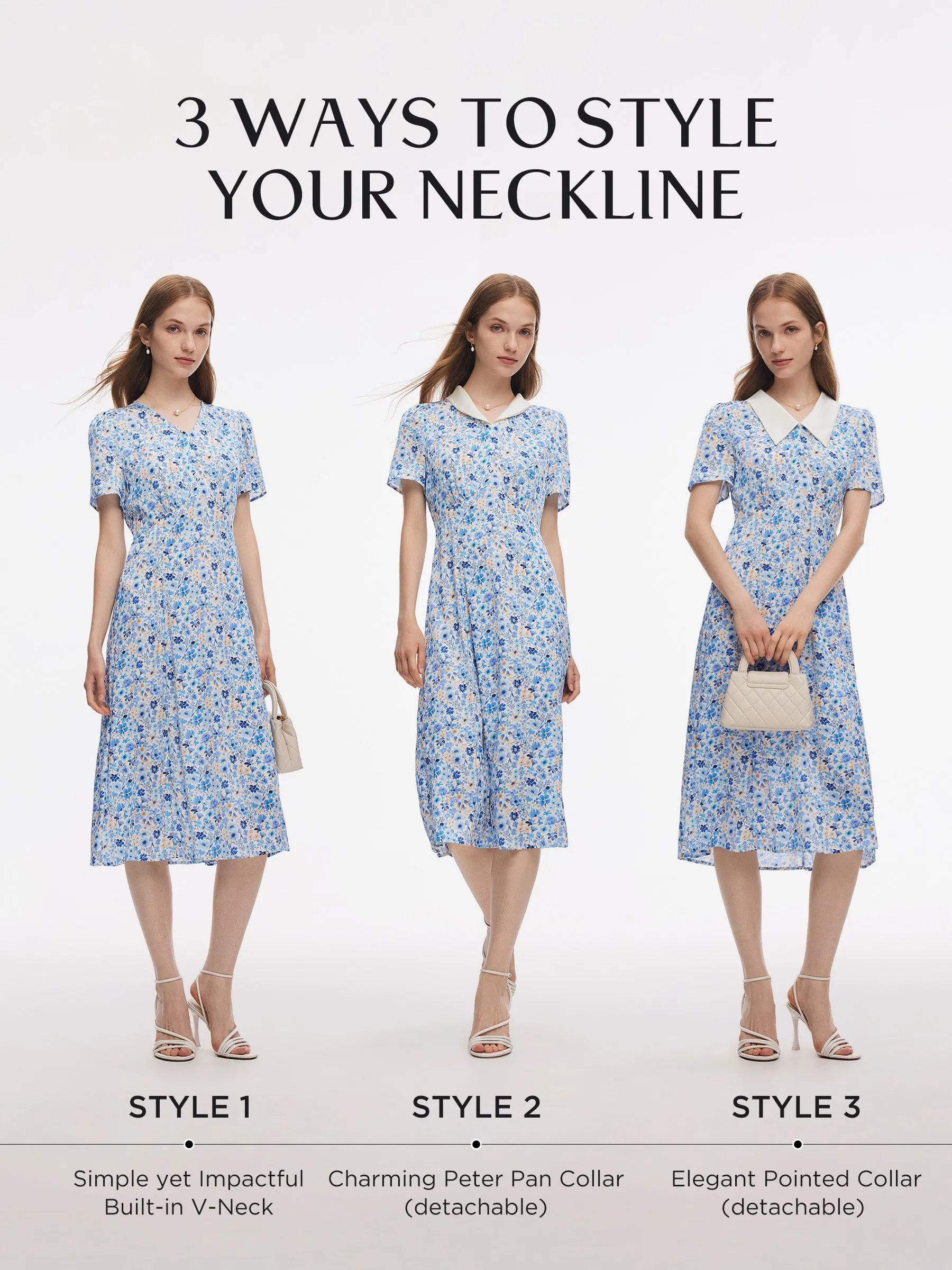 19MM Mulberry Silk Floral Print Women Midi Dress sold by Goelia product image thumbnail 2