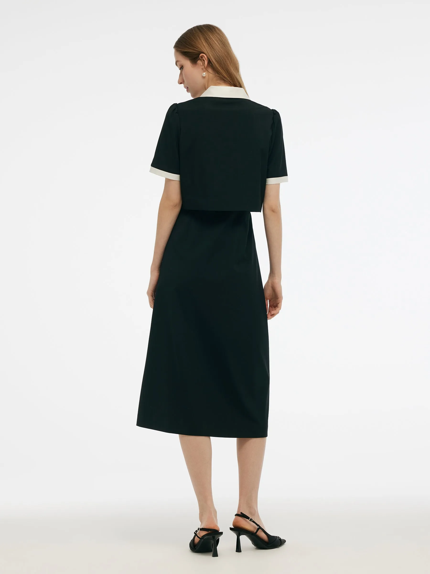 Faux Two-Piece Women Midi Dress With Detachable Bowknot sold by Goelia product image thumbnail 3