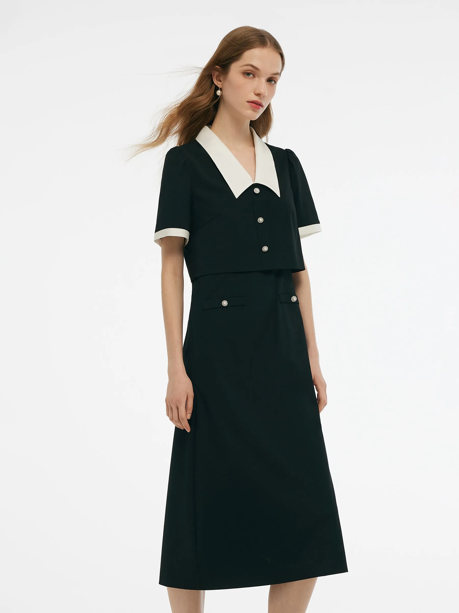 Faux Two-Piece Women Midi Dress With Detachable Bowknot sold by Goelia product image thumbnail 4