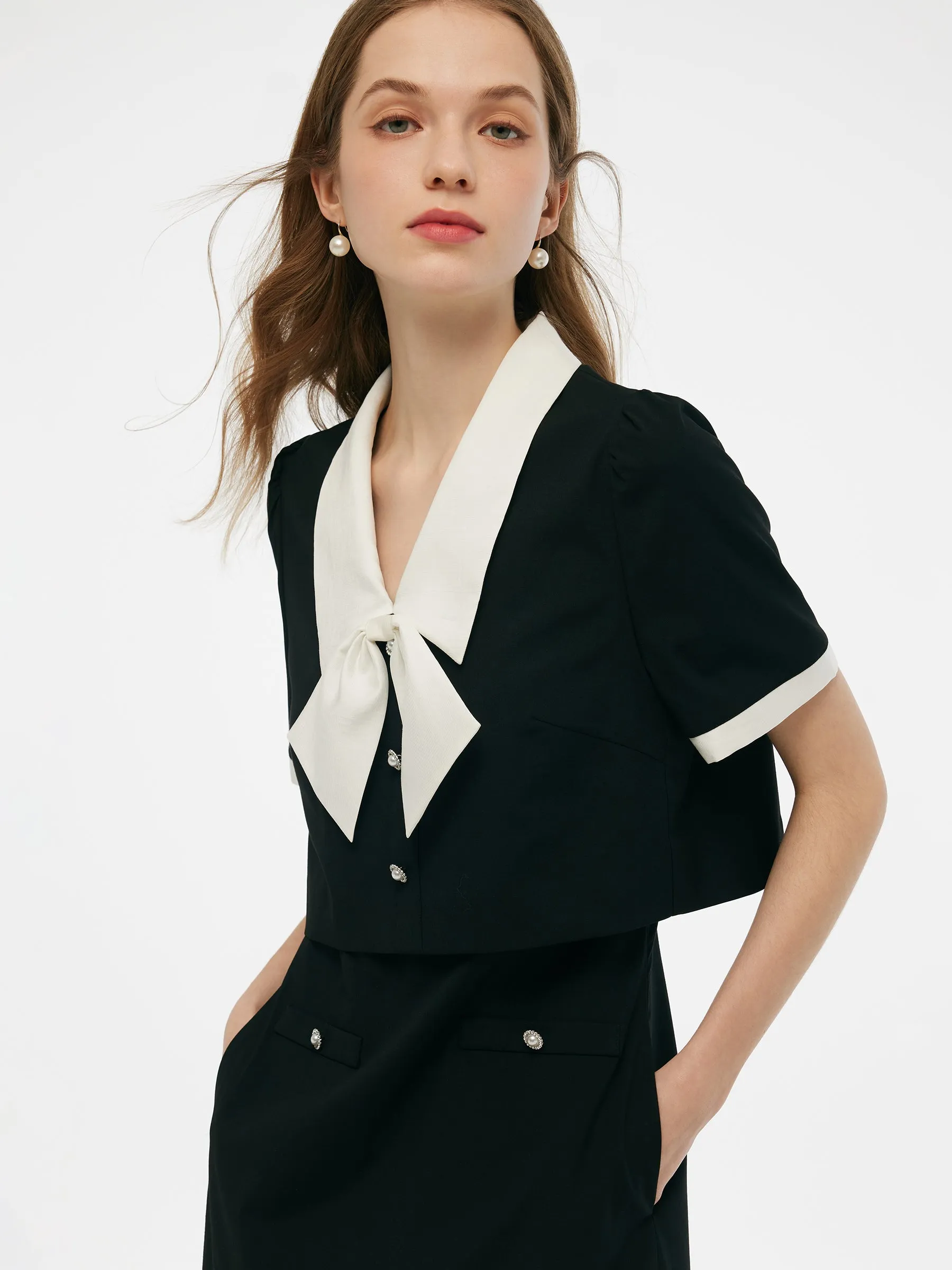 Faux Two-Piece Women Midi Dress With Detachable Bowknot sold by Goelia product image thumbnail 5
