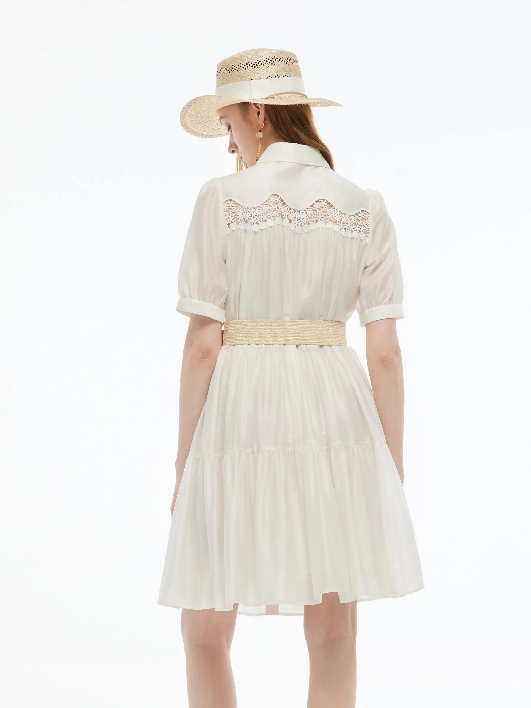 Tencel Blend Women Tiered Mini Dress With Ribbon sold by Goelia product image thumbnail 3