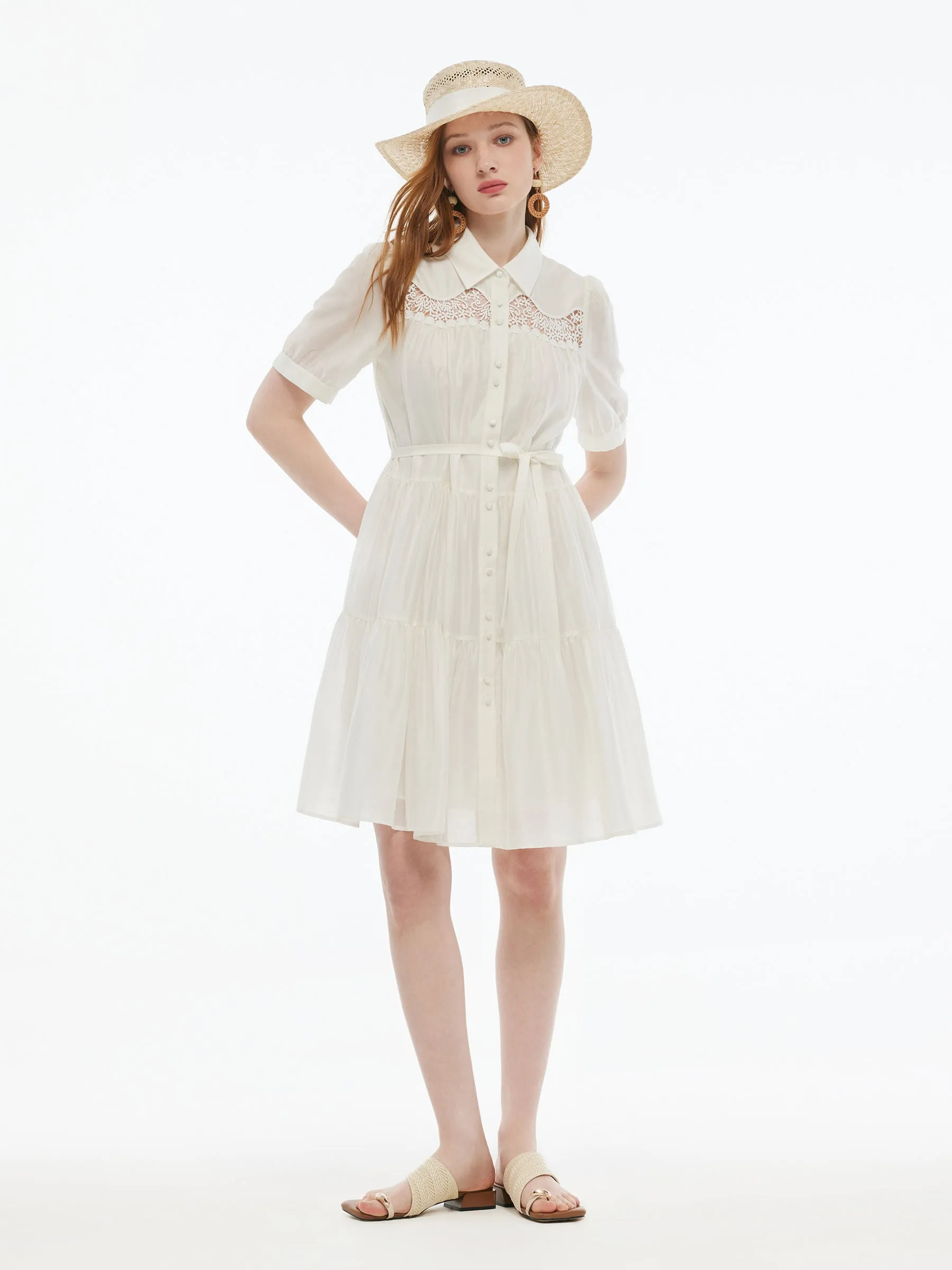 Tencel Blend Women Tiered Mini Dress With Ribbon sold by Goelia product image thumbnail 2