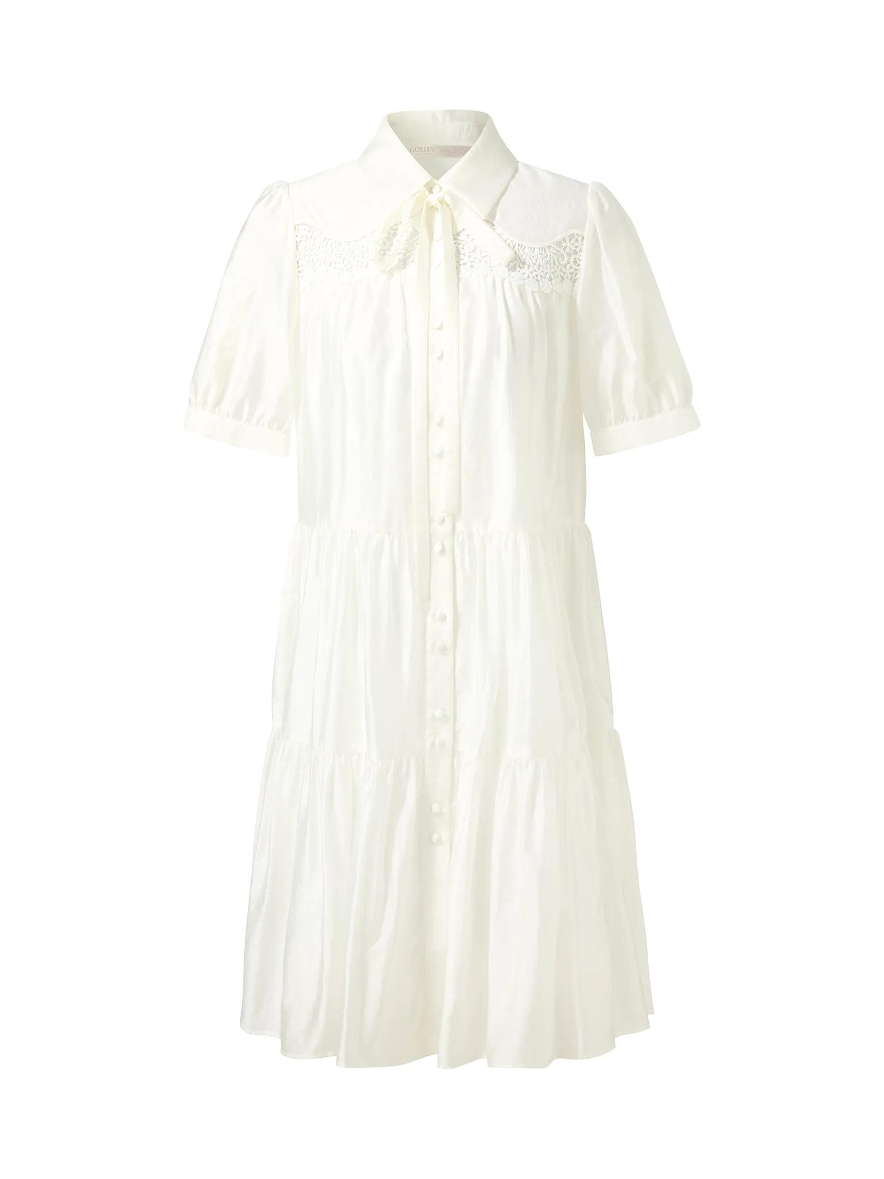 Tencel Blend Women Tiered Mini Dress With Ribbon sold by Goelia product image thumbnail 5