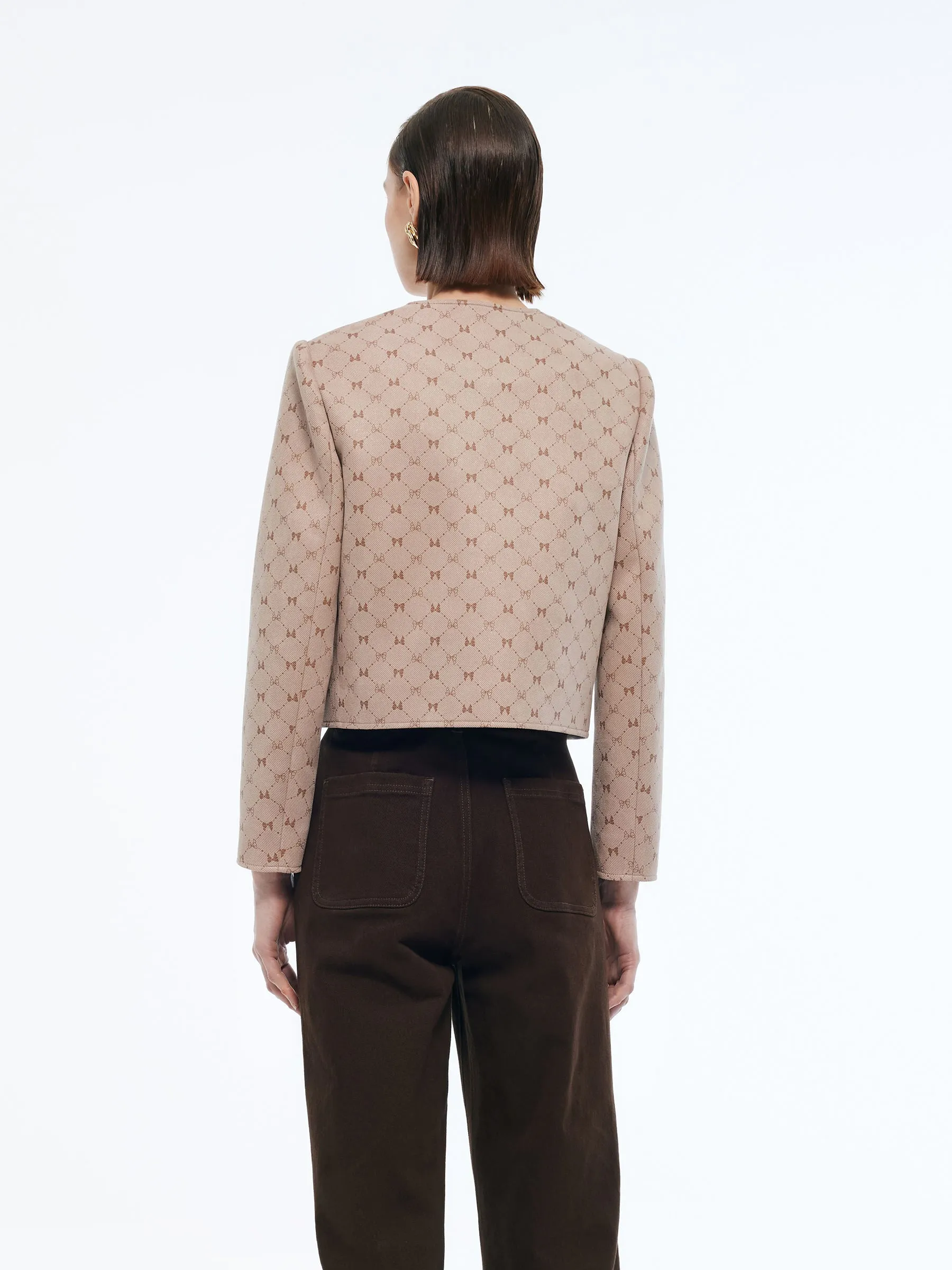 Faux Suede Round Neck Women Crop Jacket sold by Goelia product image thumbnail 3