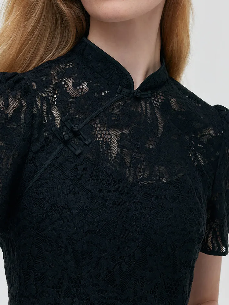Lace Openwork Women Qipao Mini Dress sold by Goelia product image thumbnail 5