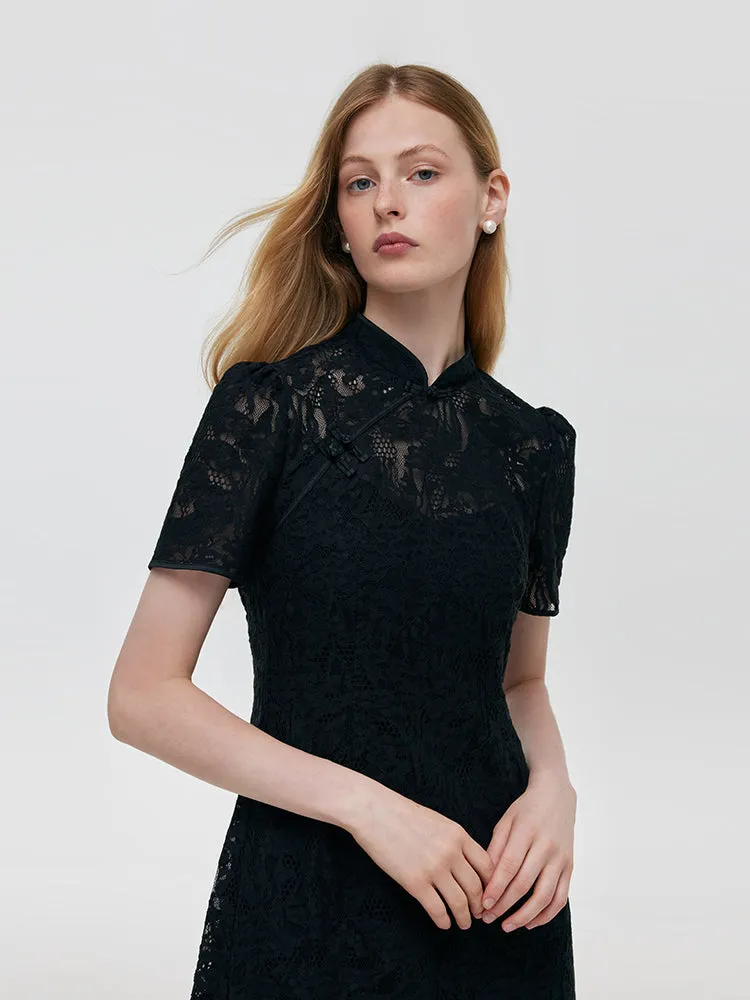 Lace Openwork Women Qipao Mini Dress sold by Goelia product image thumbnail 4