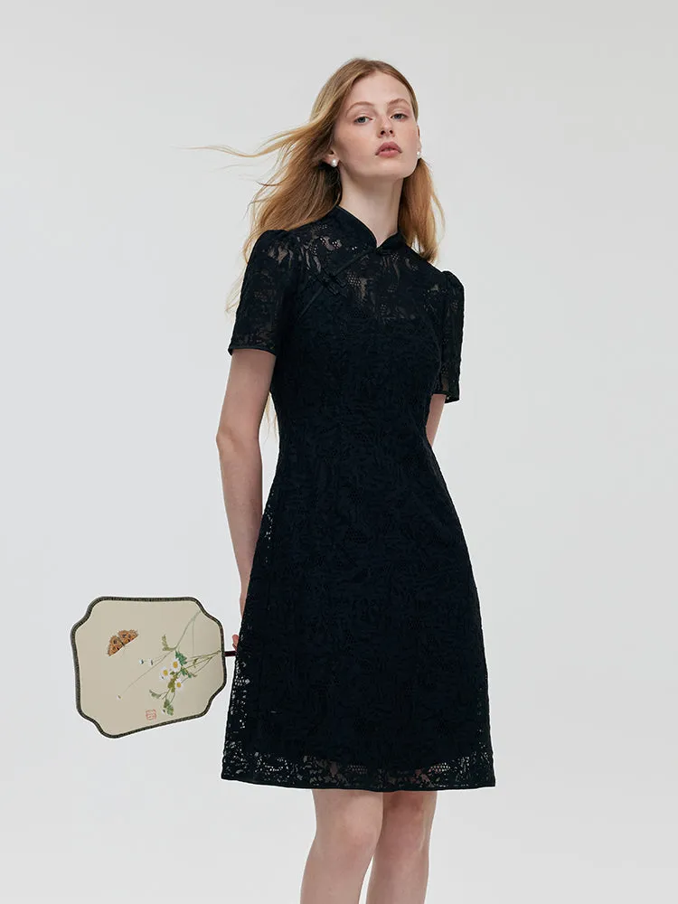 Lace Openwork Women Qipao Mini Dress sold by Goelia product image thumbnail 2