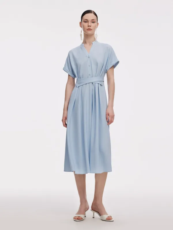 100% Acetate Adjustable Waist Women Midi Dress sold by Goelia