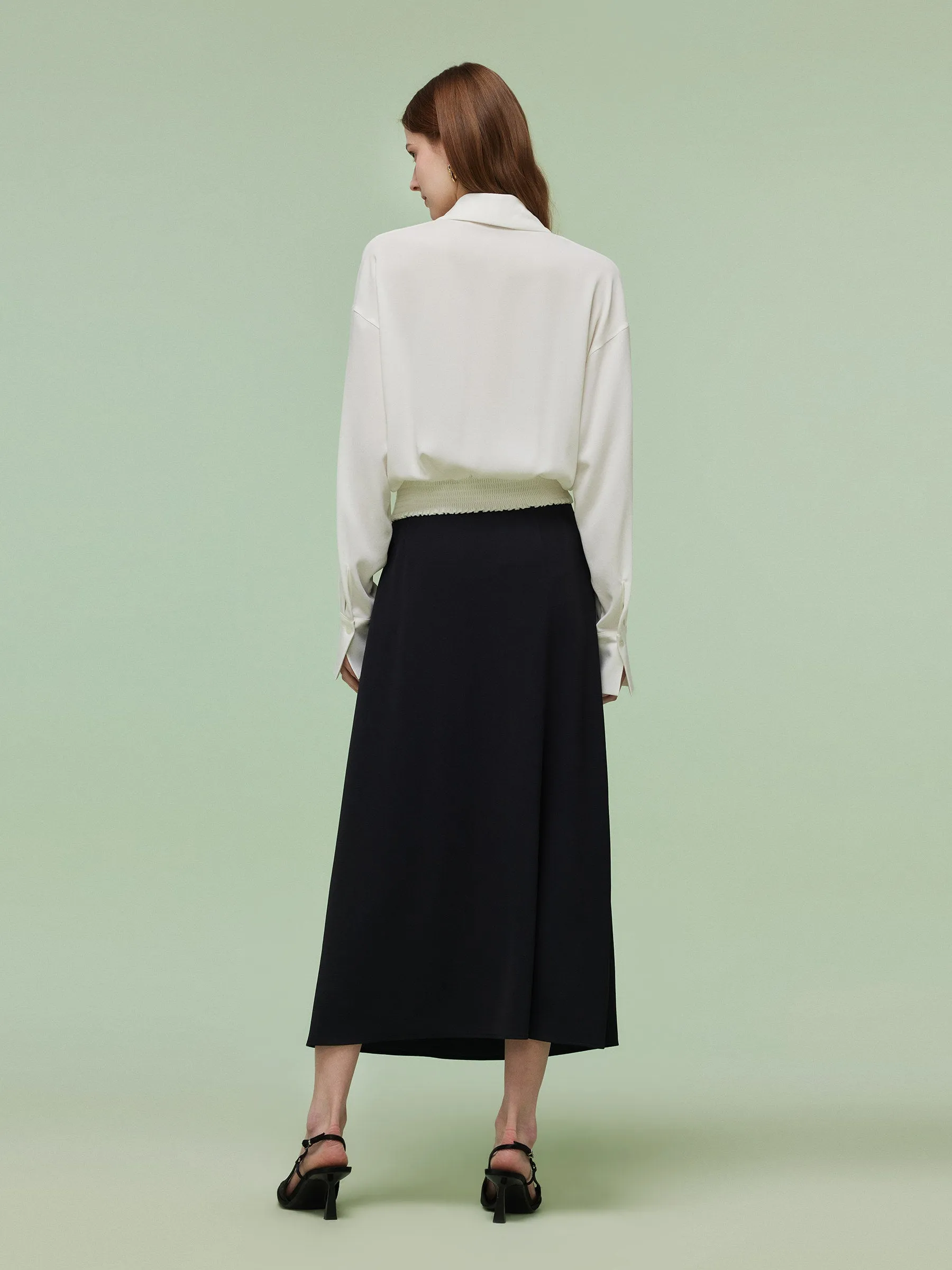 Acetate Blend Twist Front Blouse And Skirt Two-Piece Set sold by Goelia product image thumbnail 3