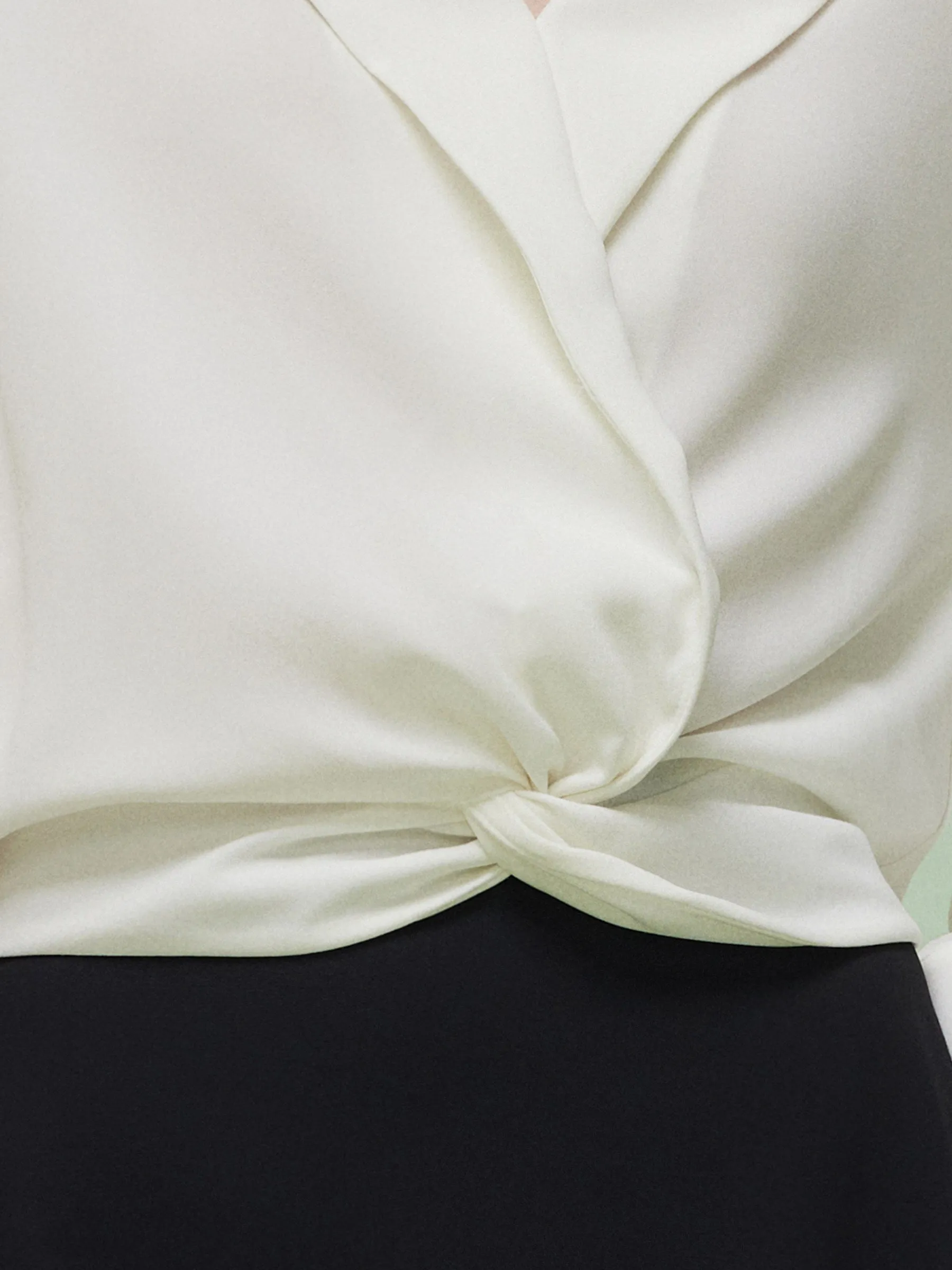 Acetate Blend Twist Front Blouse And Skirt Two-Piece Set sold by Goelia product image thumbnail 5