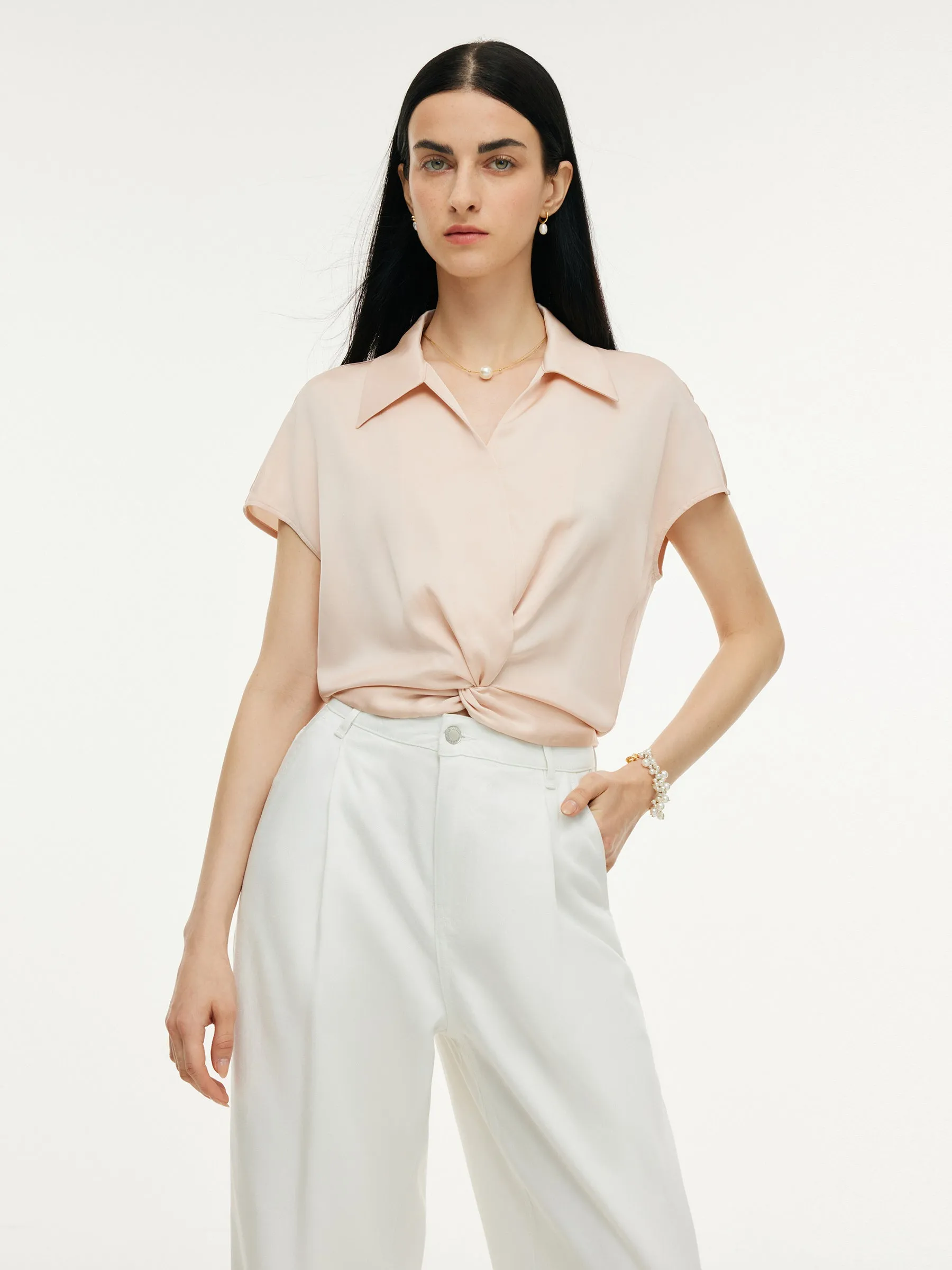 22MM Mulberry Silk Twist Front Women Blouse sold by Goelia