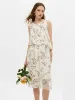 Floral Print Ruffle Women Tiered Sleeveless Midi Dress sold by Goelia