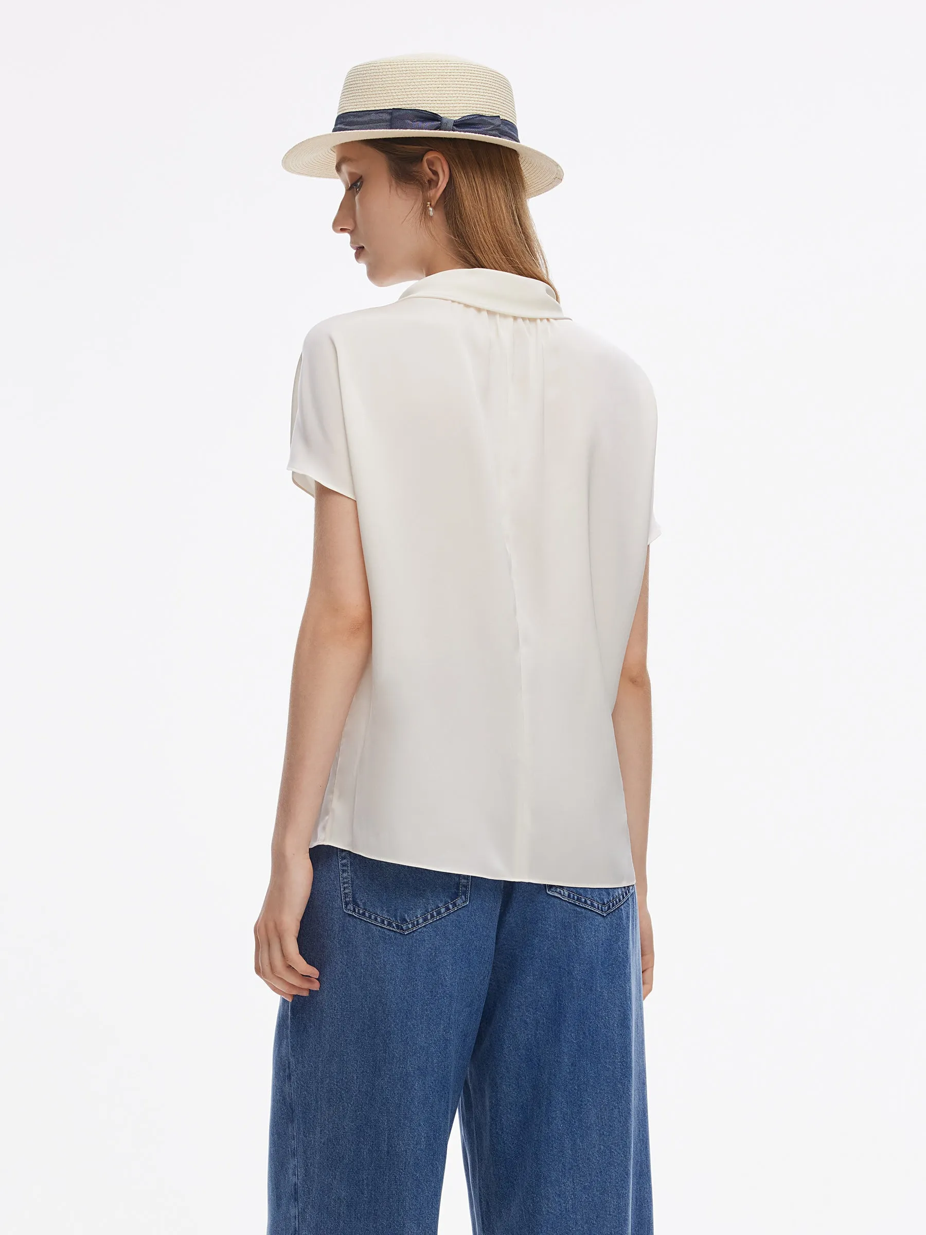 22MM Mulberry Silk Women Bow Tie Neck Shirt sold by Goelia product image thumbnail 3