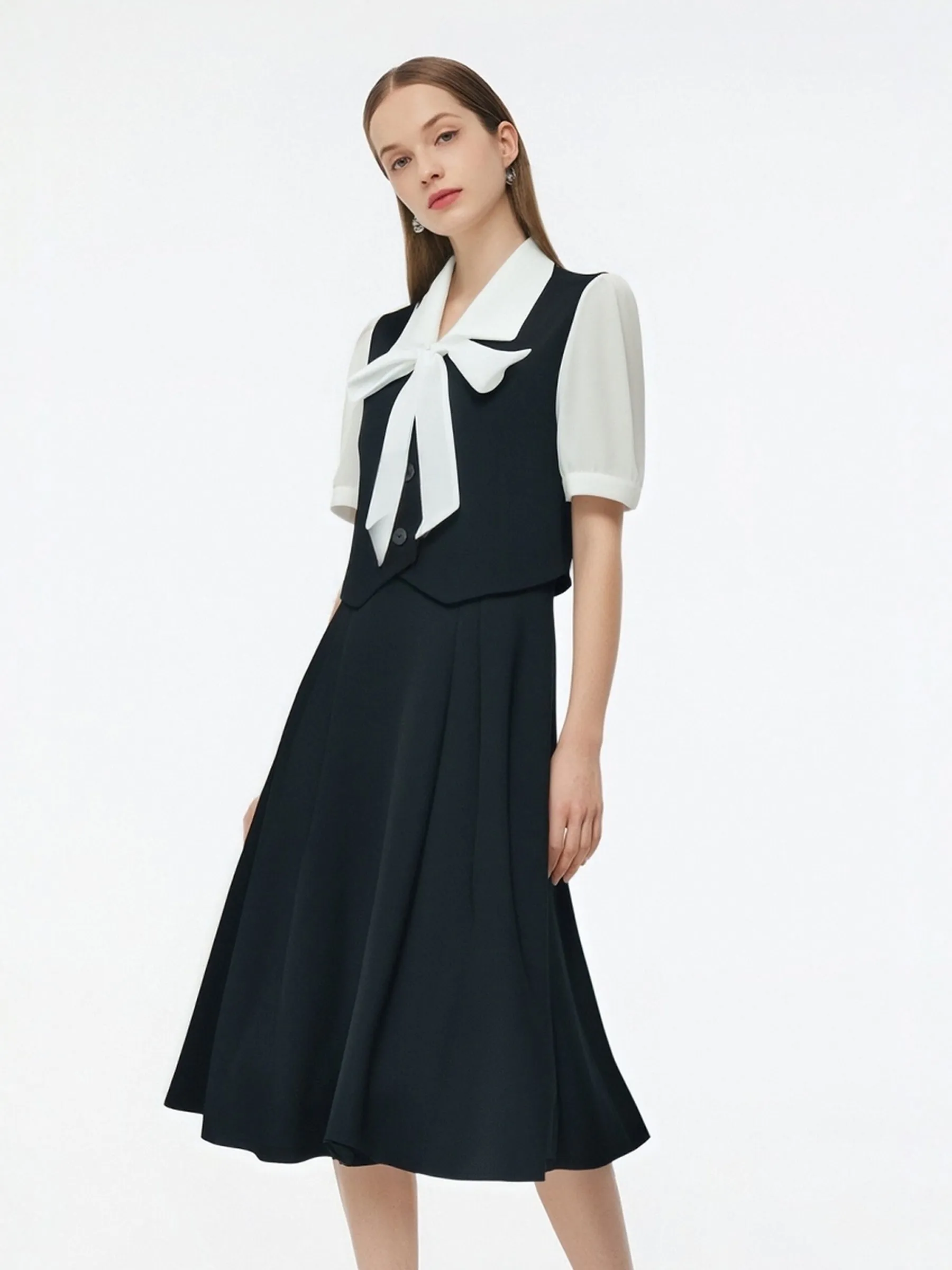 Mock Layered Color Block Women Midi Dress sold by Goelia product image thumbnail 3