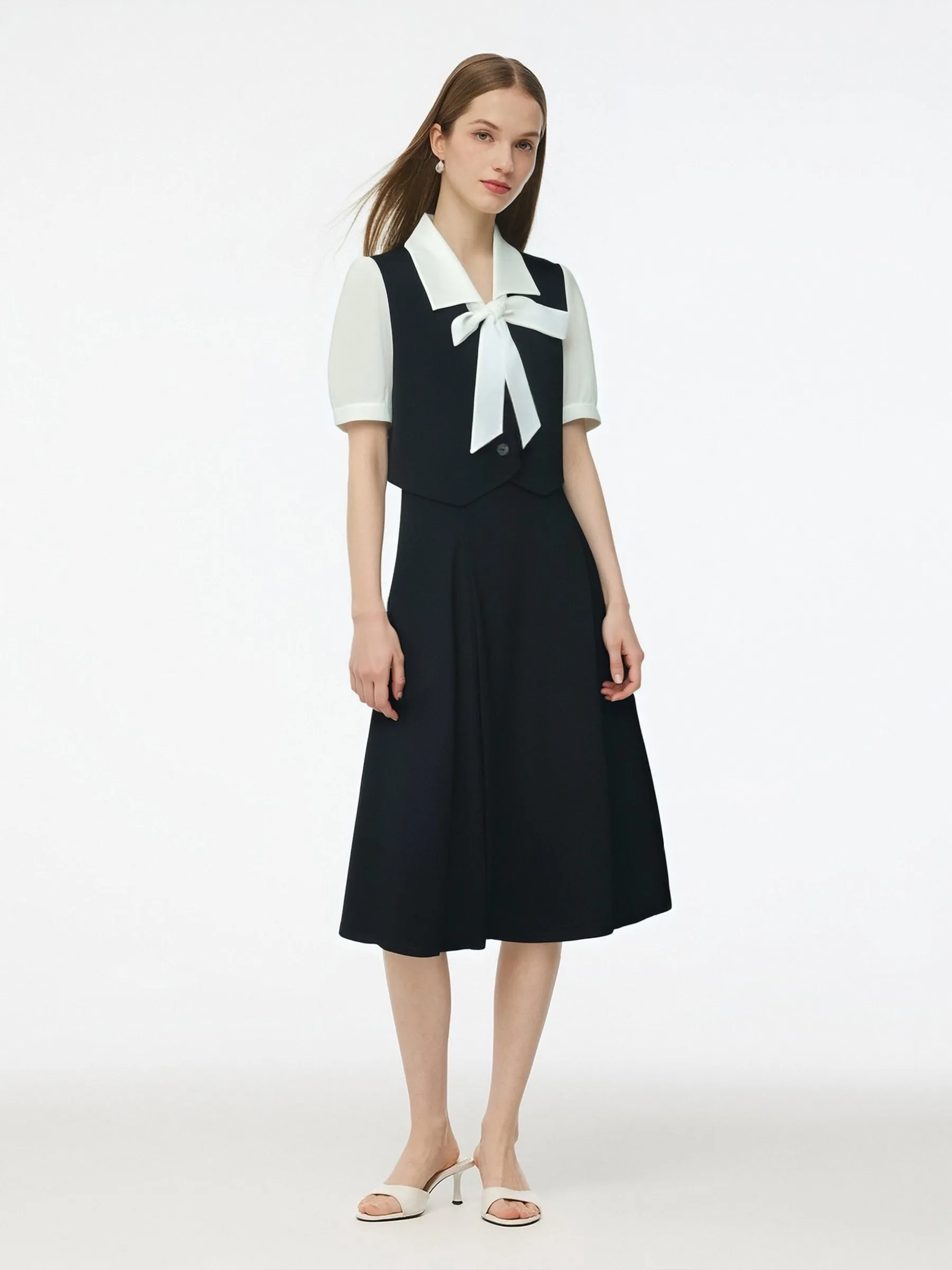 Mock Layered Color Block Women Midi Dress sold by Goelia product image thumbnail 2