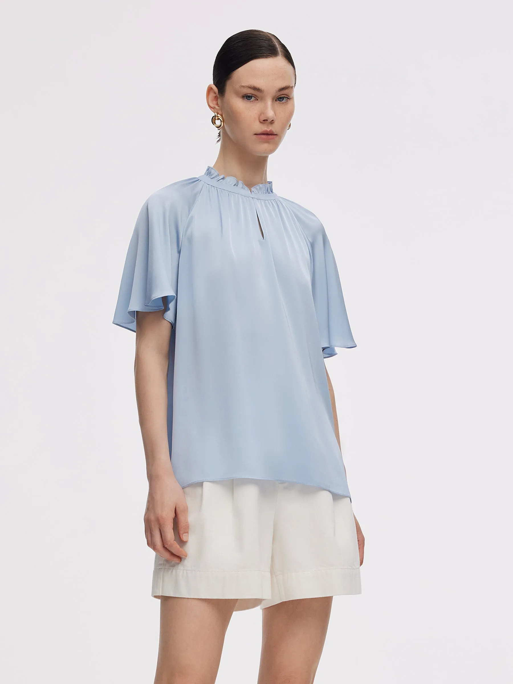 22MM Mulberry Silk Women Ruffle Sleeve Blouse sold by Goelia product image thumbnail 4