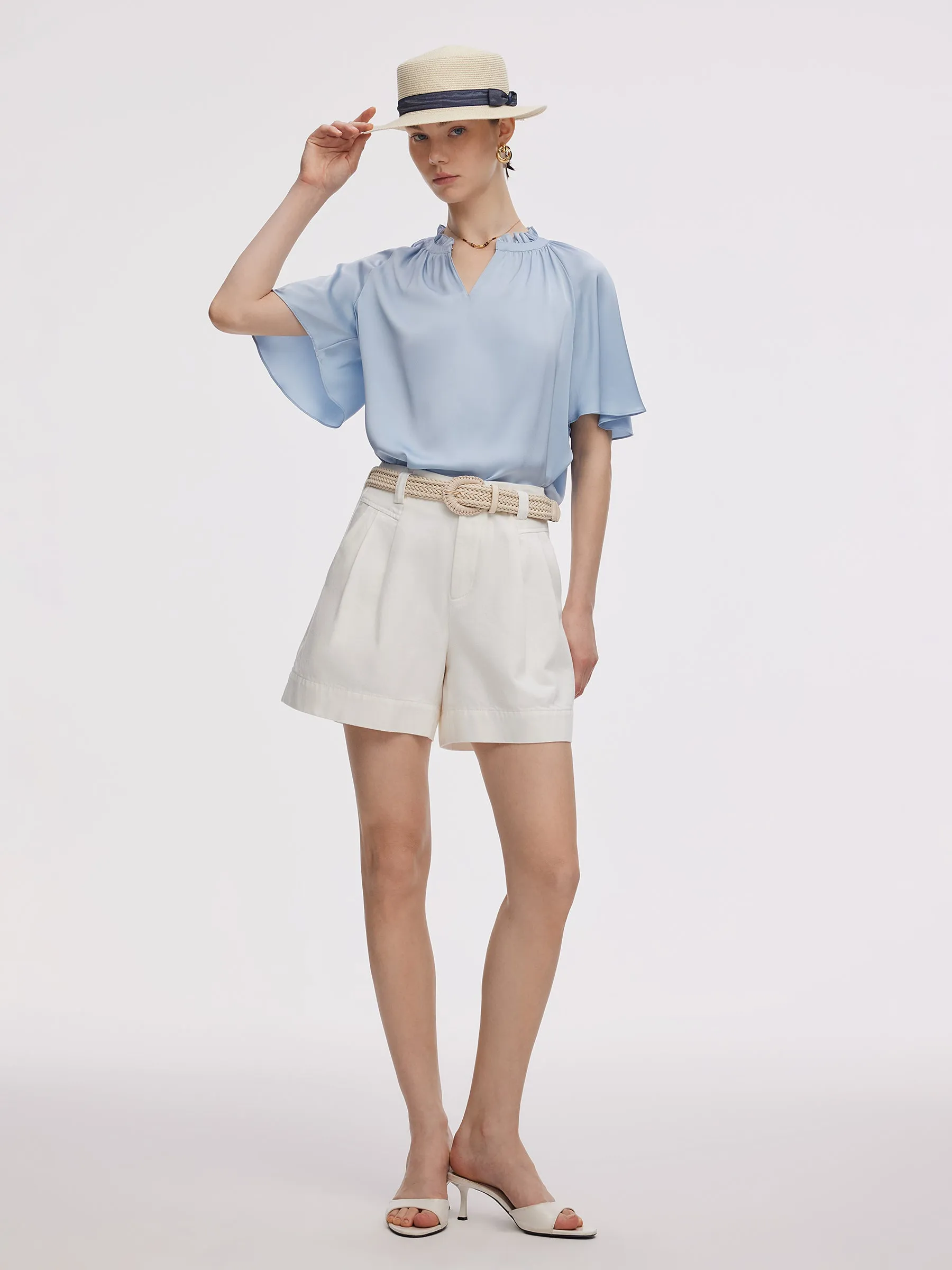 22MM Mulberry Silk Women Ruffle Sleeve Blouse sold by Goelia product image thumbnail 2