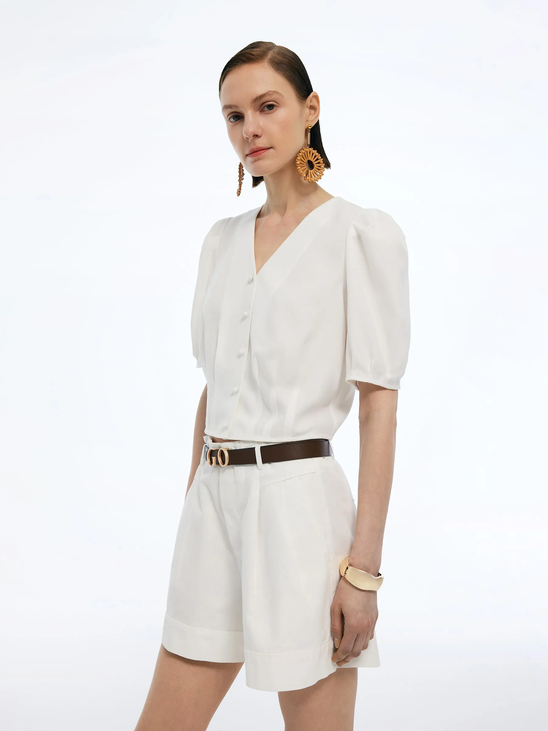 100% Acetate V-Neck Women Shirt sold by Goelia product image thumbnail 4