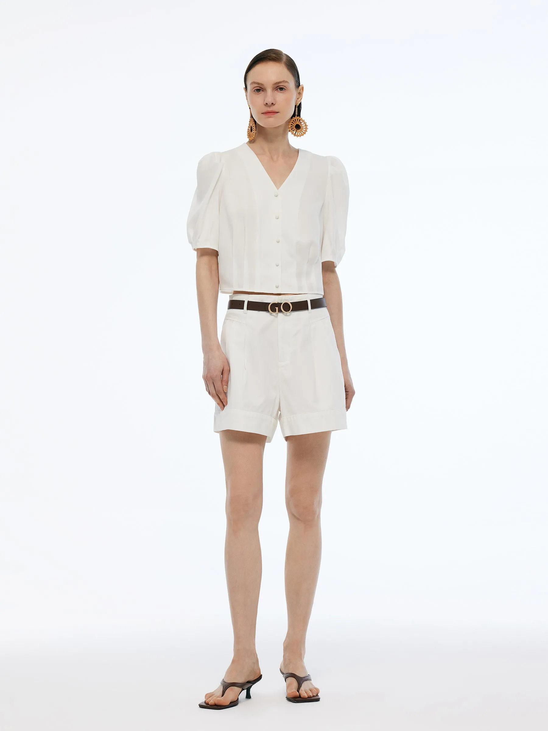 100% Acetate V-Neck Women Shirt sold by Goelia product image thumbnail 2