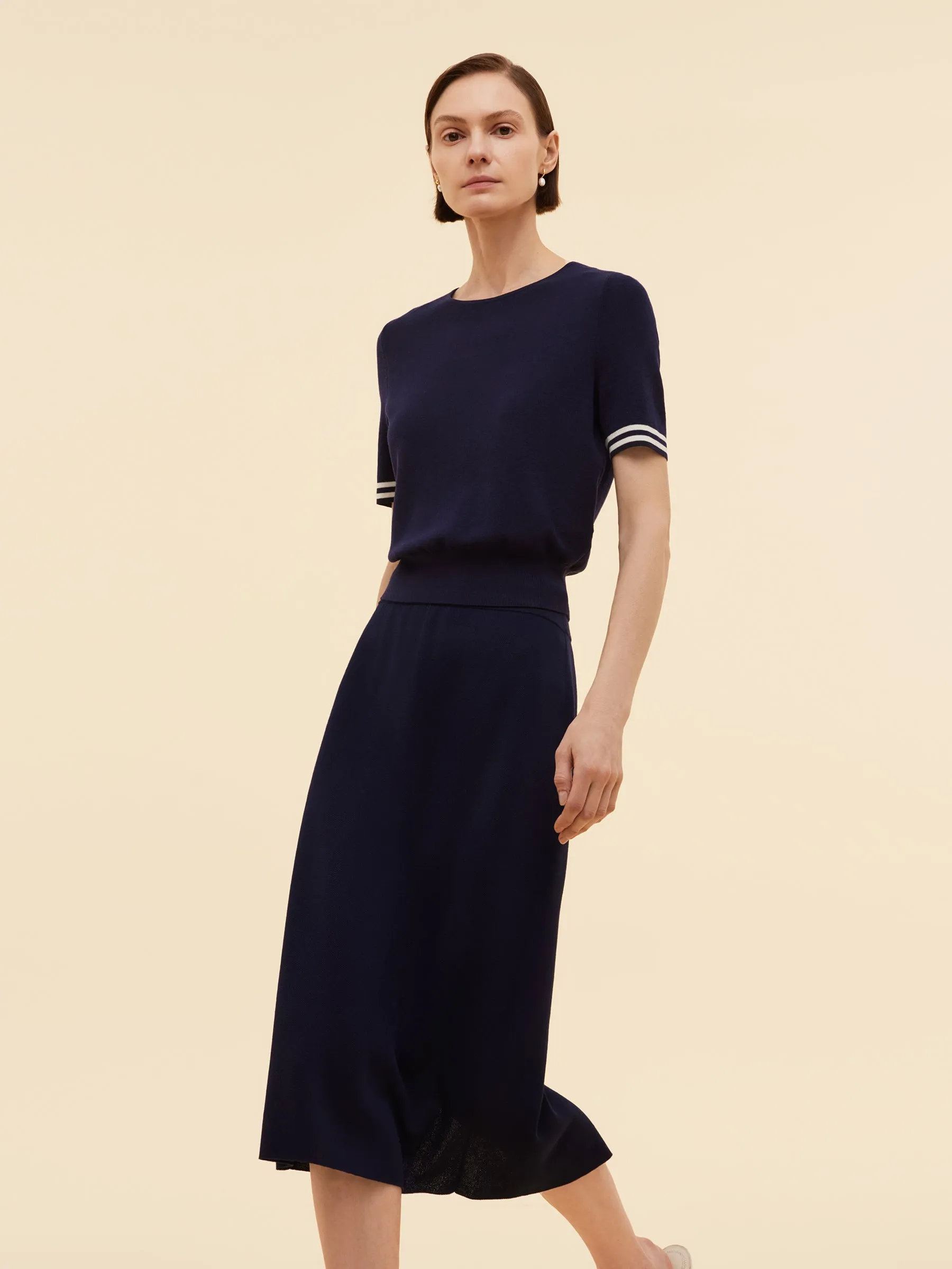 Tencel Blend Knit Top And Column Skirt Two-Piece Set sold by Goelia product image thumbnail 4